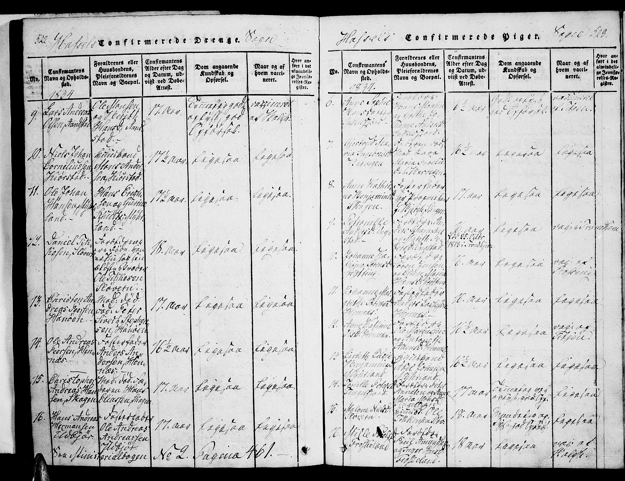 Ministerialprotokoller, klokkerbøker og fødselsregistre - Nordland, AV/SAT-A-1459/888/L1237: Ministerialbok nr. 888A05 /1, 1820-1836, s. 522-523