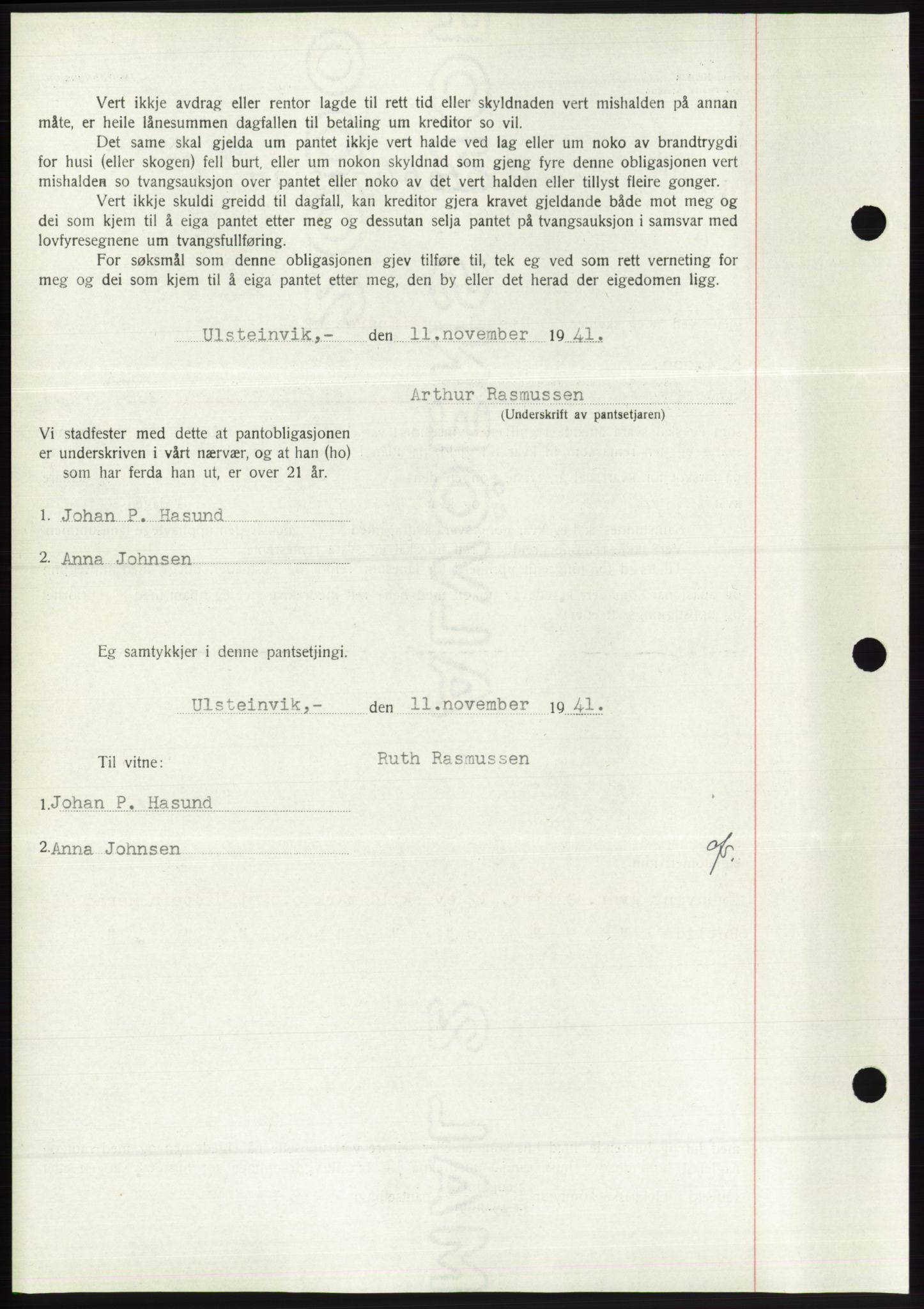 Søre Sunnmøre sorenskriveri, AV/SAT-A-4122/1/2/2C/L0071: Pantebok nr. 65, 1941-1941, Dagboknr: 1116/1941