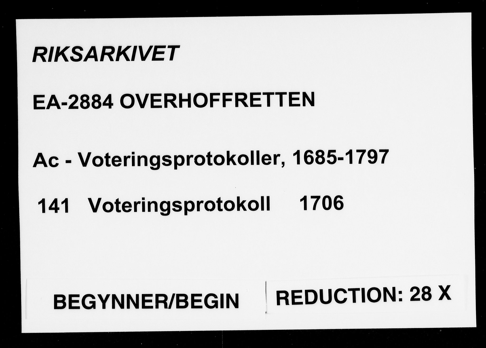 Overhoffretten 1667-1797, AV/RA-EA-2884/Ac/L0141: Voteringsprotokoll, 1706