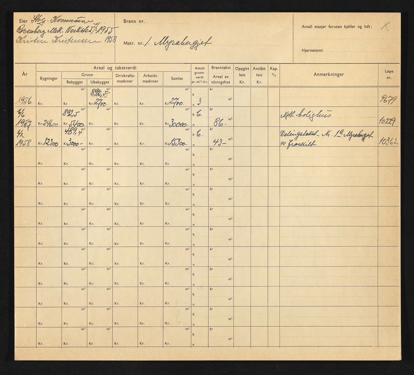 Stavanger kommune. Skattetakstvesenet, BYST/A-0440/F/Fa/Faa/L0031/0006: Skattetakstkort / Myrabergjet 1 - Møllegata 34