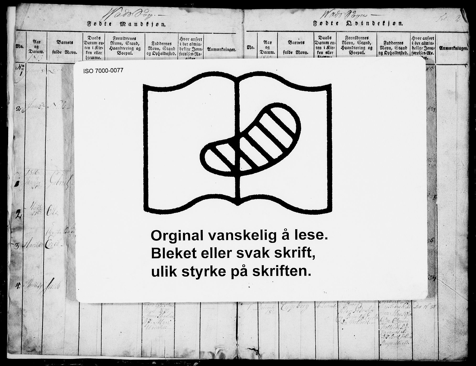 Skjold sokneprestkontor, AV/SAST-A-101847/H/Ha/Hab/L0002: Klokkerbok nr. B 2 /2, 1815-1830, s. 2