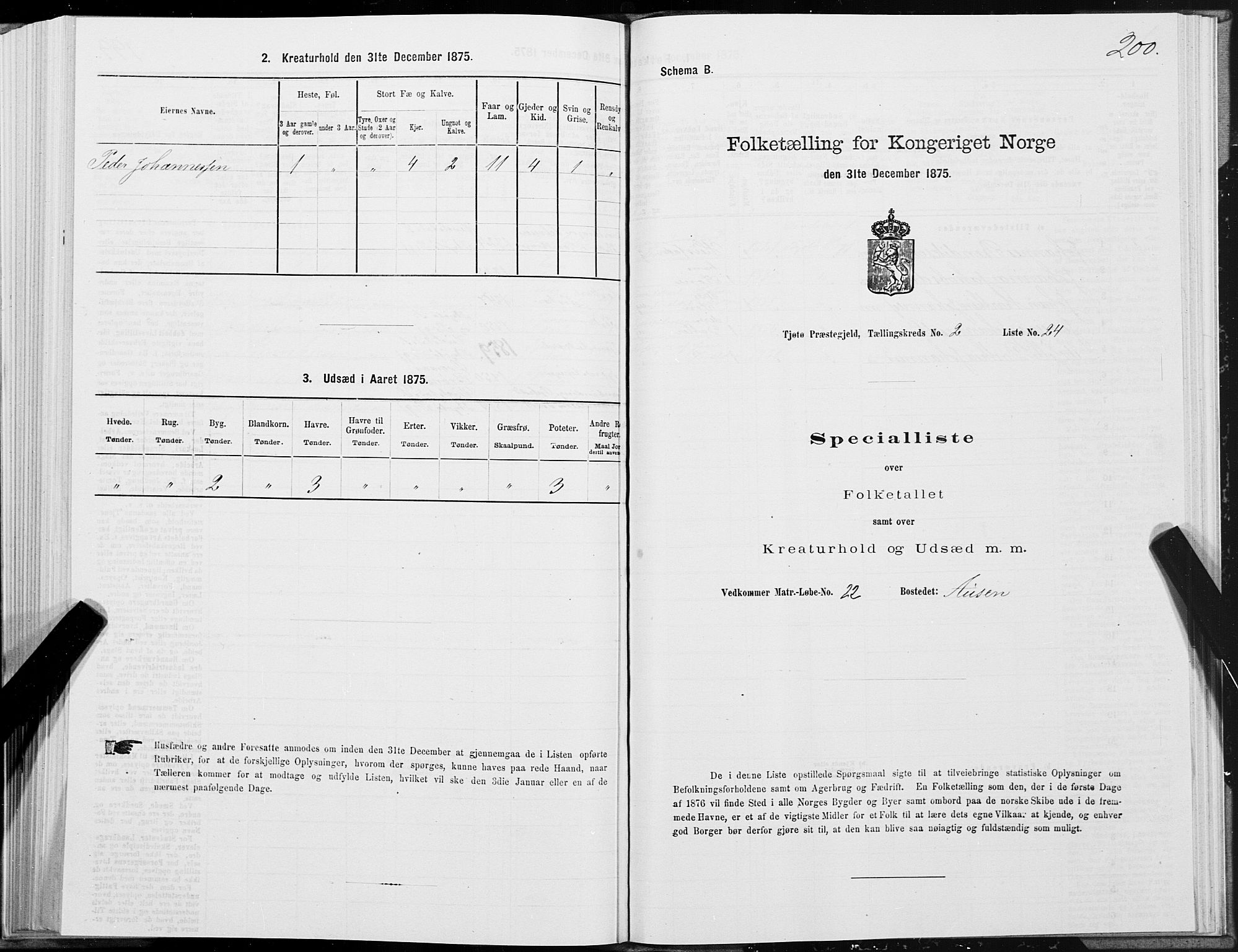 SAT, Folketelling 1875 for 1817P Tjøtta prestegjeld, 1875, s. 1200