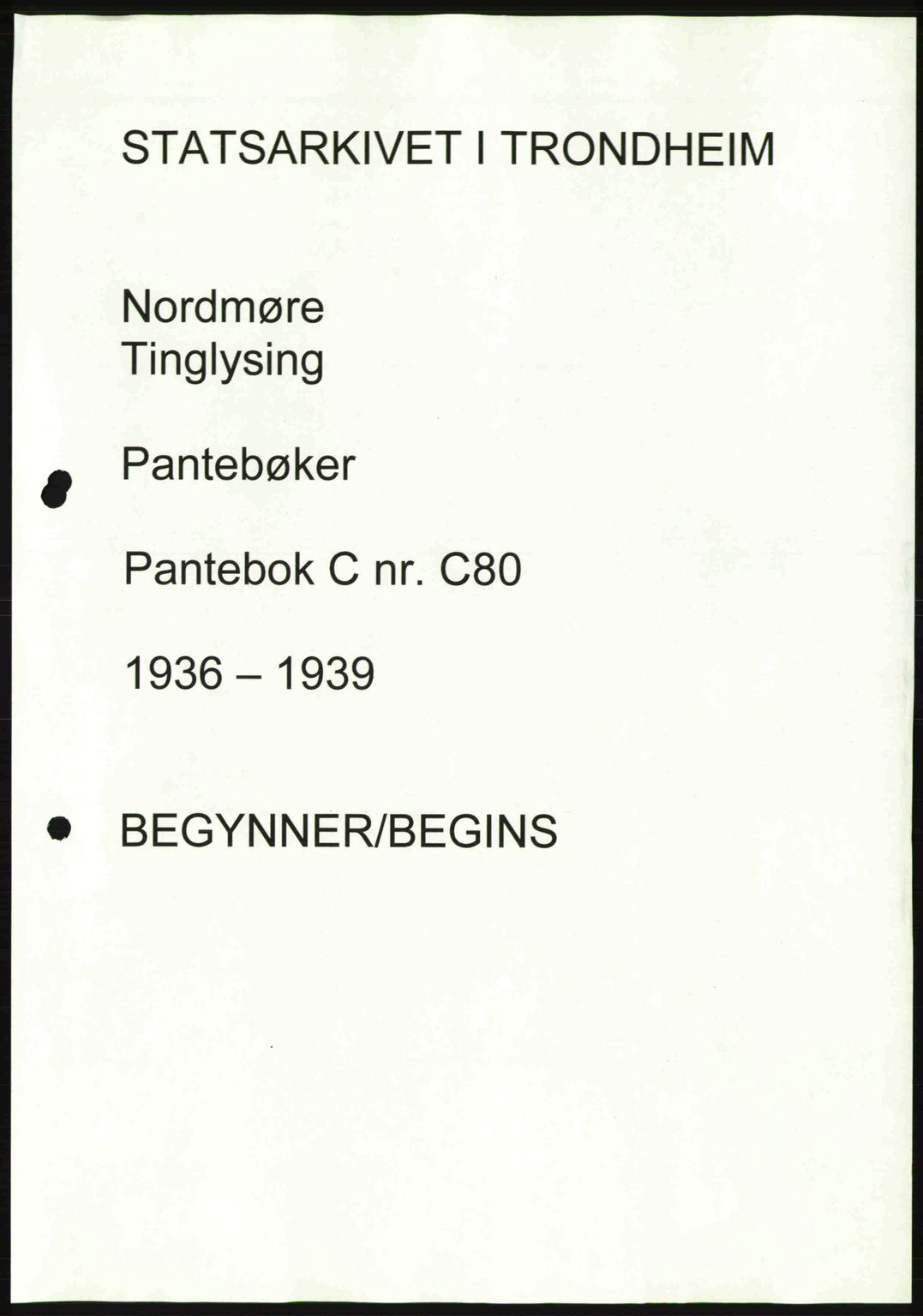 Nordmøre sorenskriveri, AV/SAT-A-4132/1/2/2Ca: Pantebok nr. C80, 1936-1939