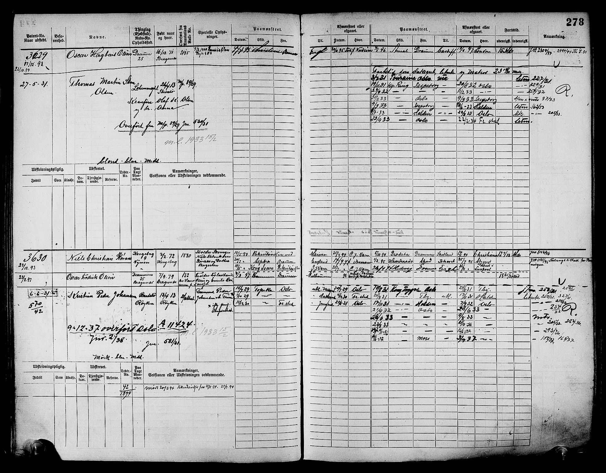 Drammen innrulleringsdistrikt, AV/SAKO-A-781/F/Fc/L0004: Hovedrulle, 1885, s. 284