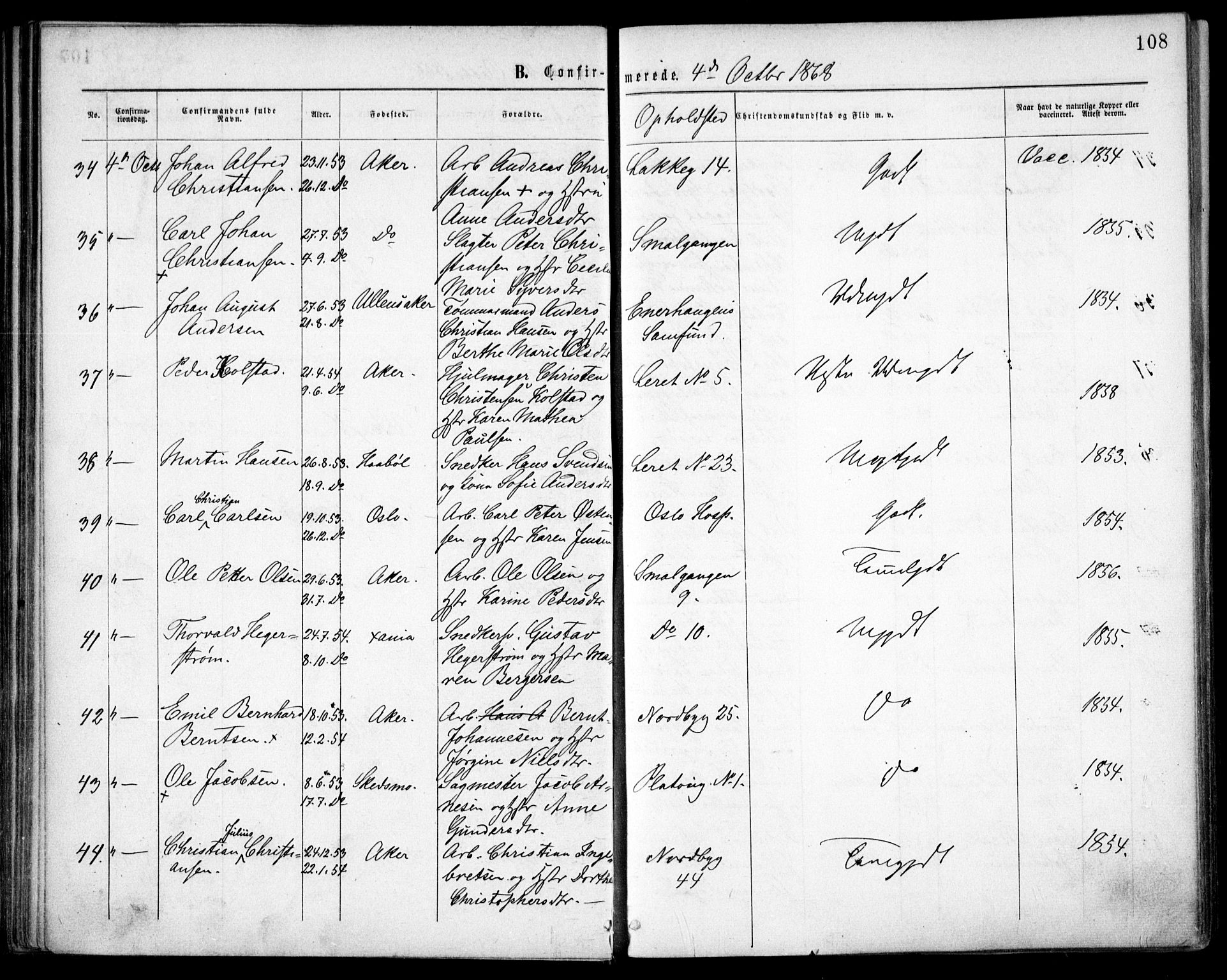 Grønland prestekontor Kirkebøker, AV/SAO-A-10848/F/Fa/L0003: Ministerialbok nr. 3, 1862-1868, s. 108