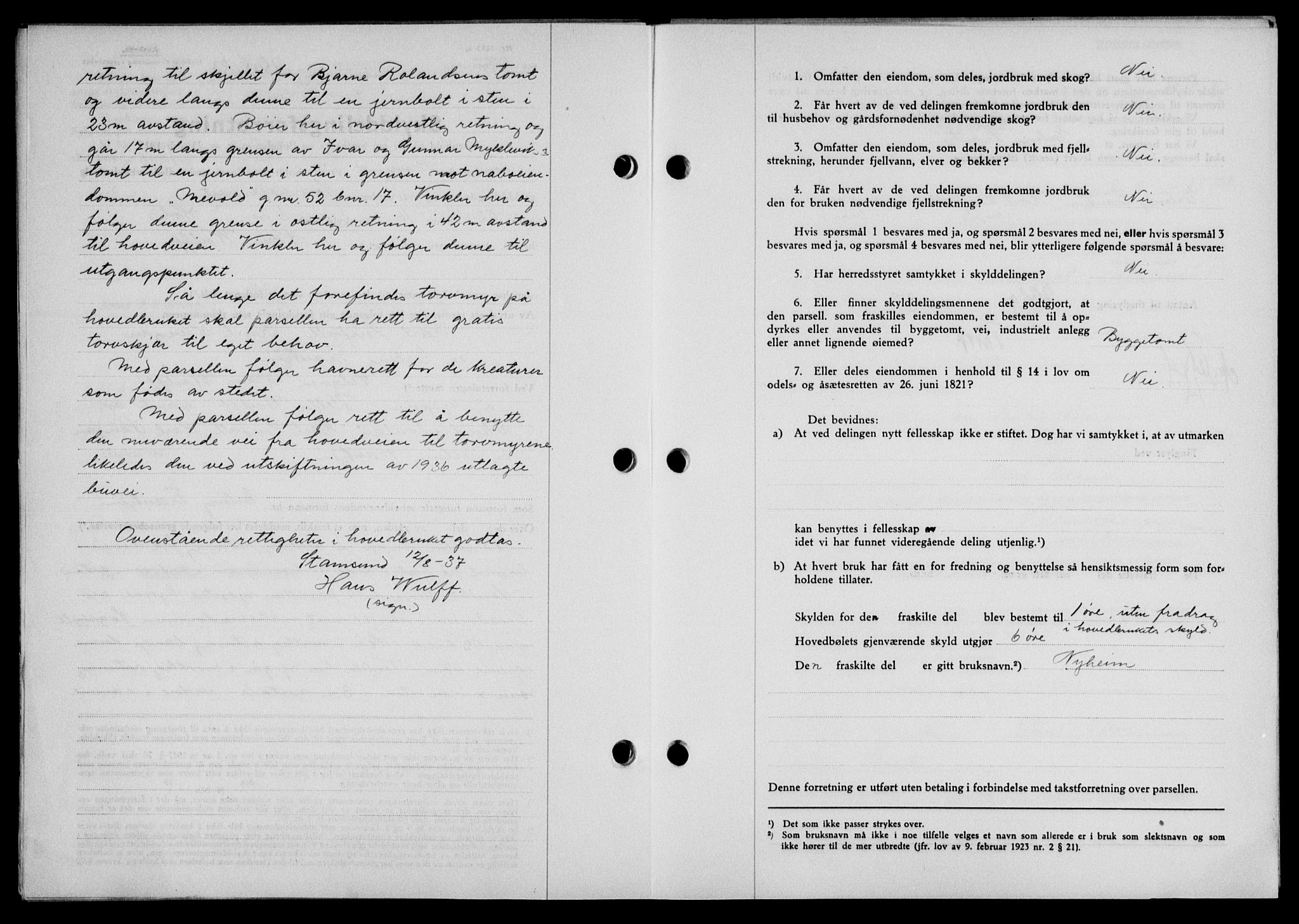 Lofoten sorenskriveri, SAT/A-0017/1/2/2C/L0002a: Pantebok nr. 2a, 1937-1937, Dagboknr: 1898/1937