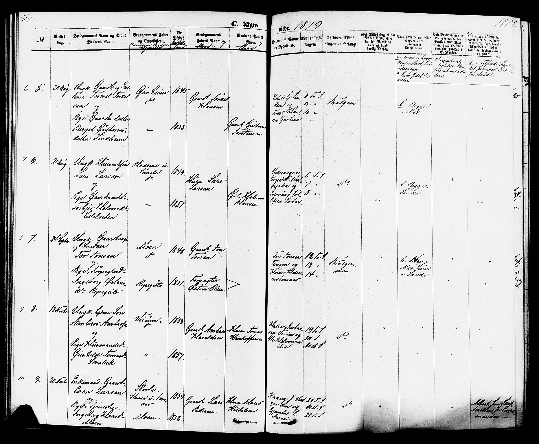 Sauherad kirkebøker, AV/SAKO-A-298/F/Fa/L0008: Ministerialbok nr. I 8, 1873-1886, s. 181