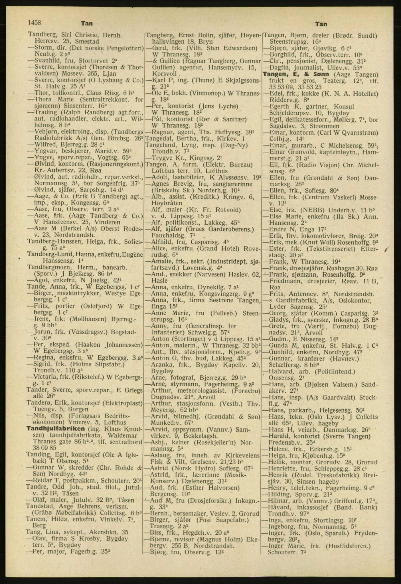 Kristiania/Oslo adressebok, PUBL/-, 1953, s. 1458