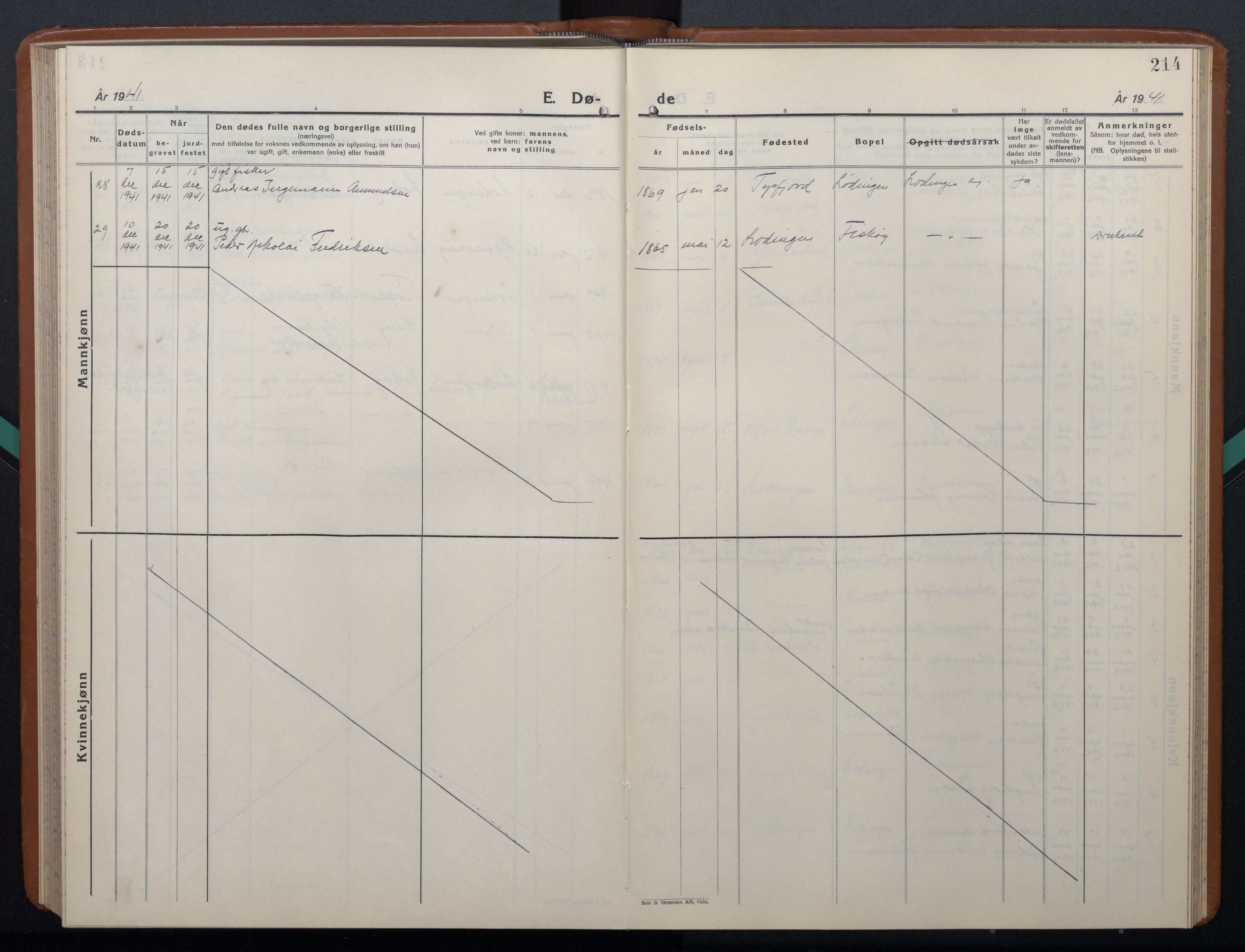 Ministerialprotokoller, klokkerbøker og fødselsregistre - Nordland, AV/SAT-A-1459/872/L1051: Klokkerbok nr. 872C07, 1939-1947, s. 214