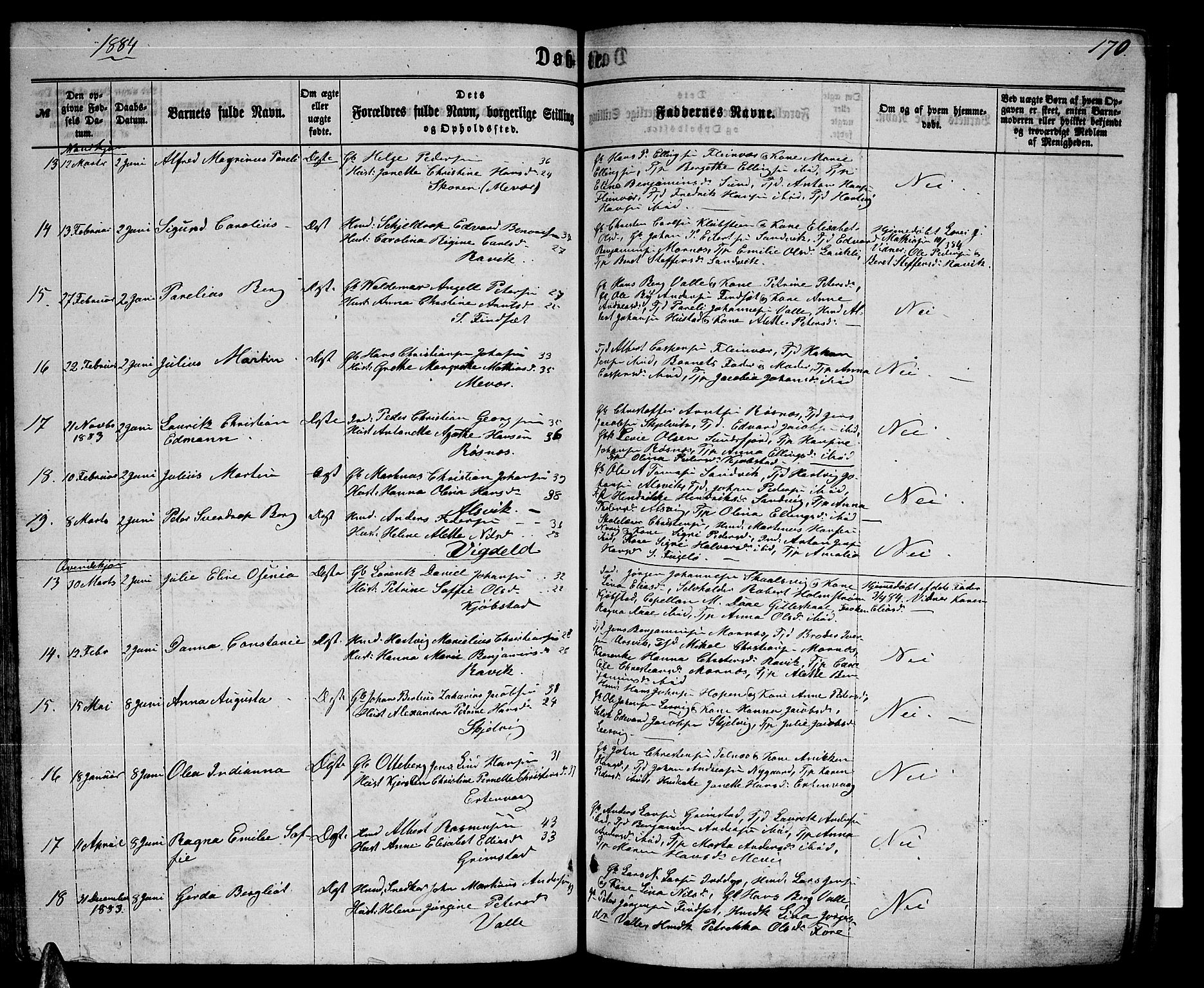 Ministerialprotokoller, klokkerbøker og fødselsregistre - Nordland, SAT/A-1459/805/L0107: Klokkerbok nr. 805C03, 1862-1885, s. 170