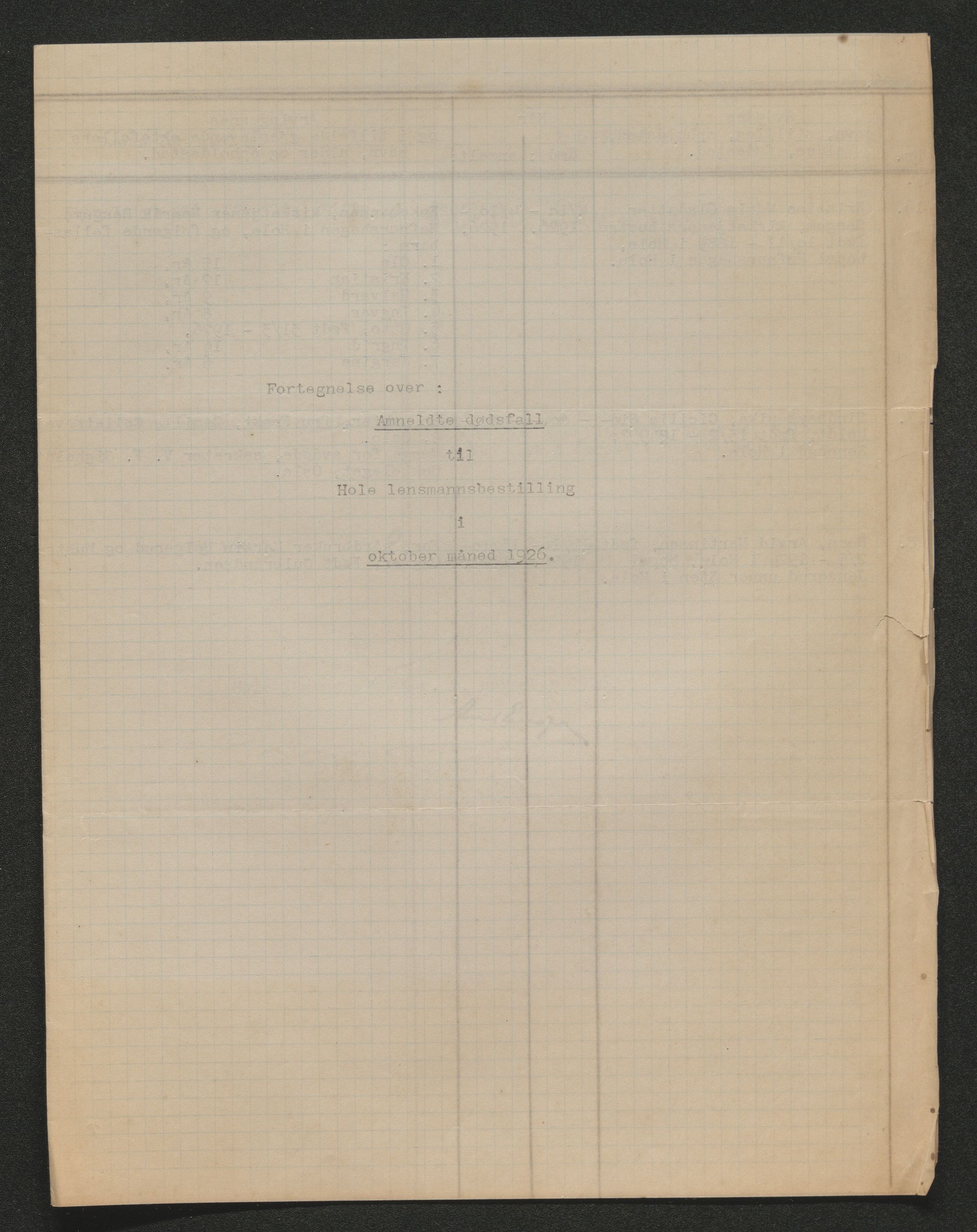 Ringerike sorenskriveri, AV/SAKO-A-105/H/Ha/Hab/L0021: Dødsfallslister Hole, 1926-1932