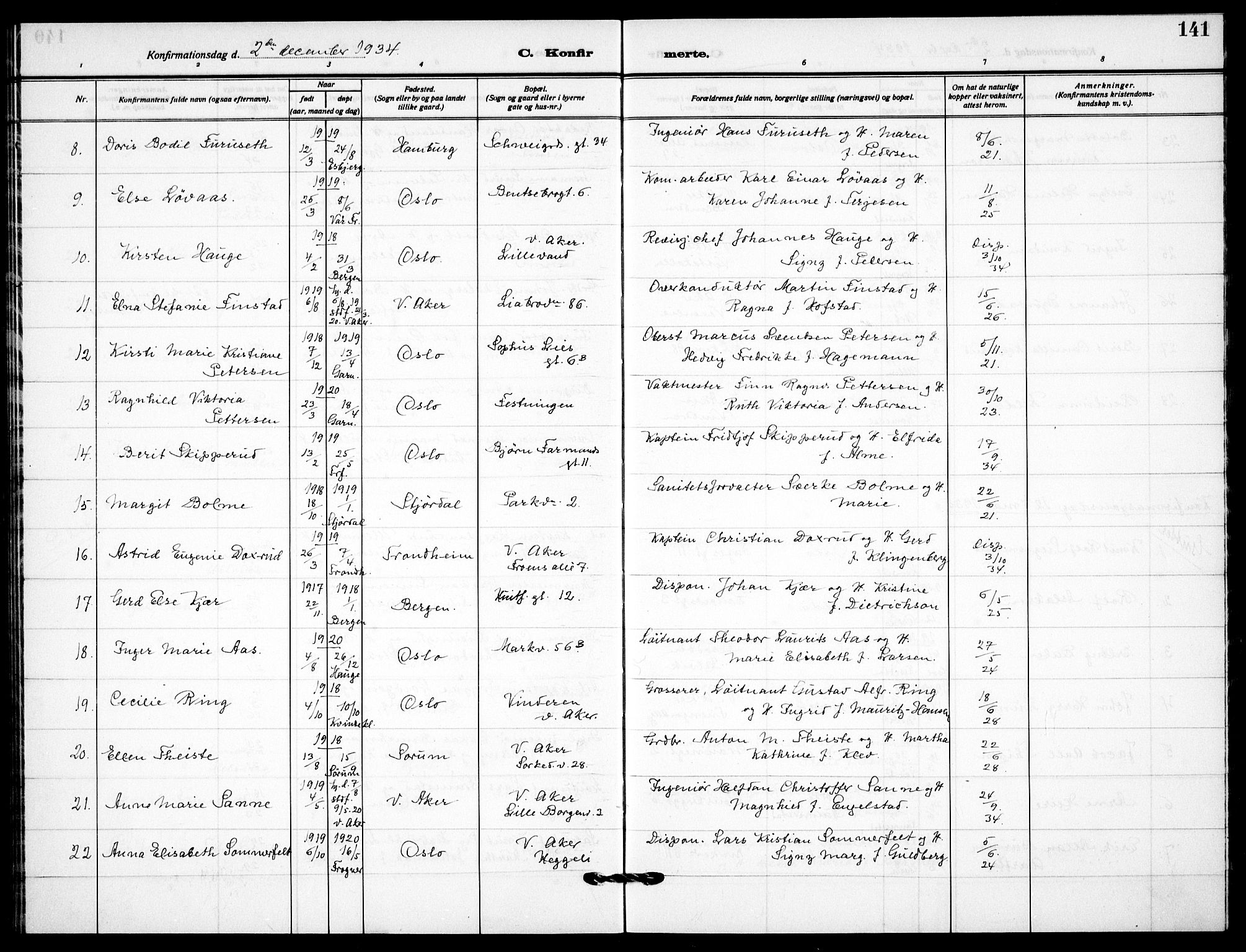 Garnisonsmenigheten Kirkebøker, AV/SAO-A-10846/F/Fa/L0017: Ministerialbok nr. 17, 1926-1937, s. 141