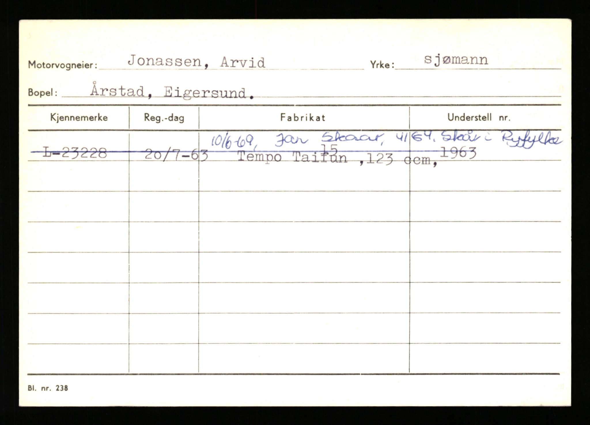 Stavanger trafikkstasjon, SAST/A-101942/0/H/L0019: Jonassen - Kersbergen, 1930-1971, s. 29