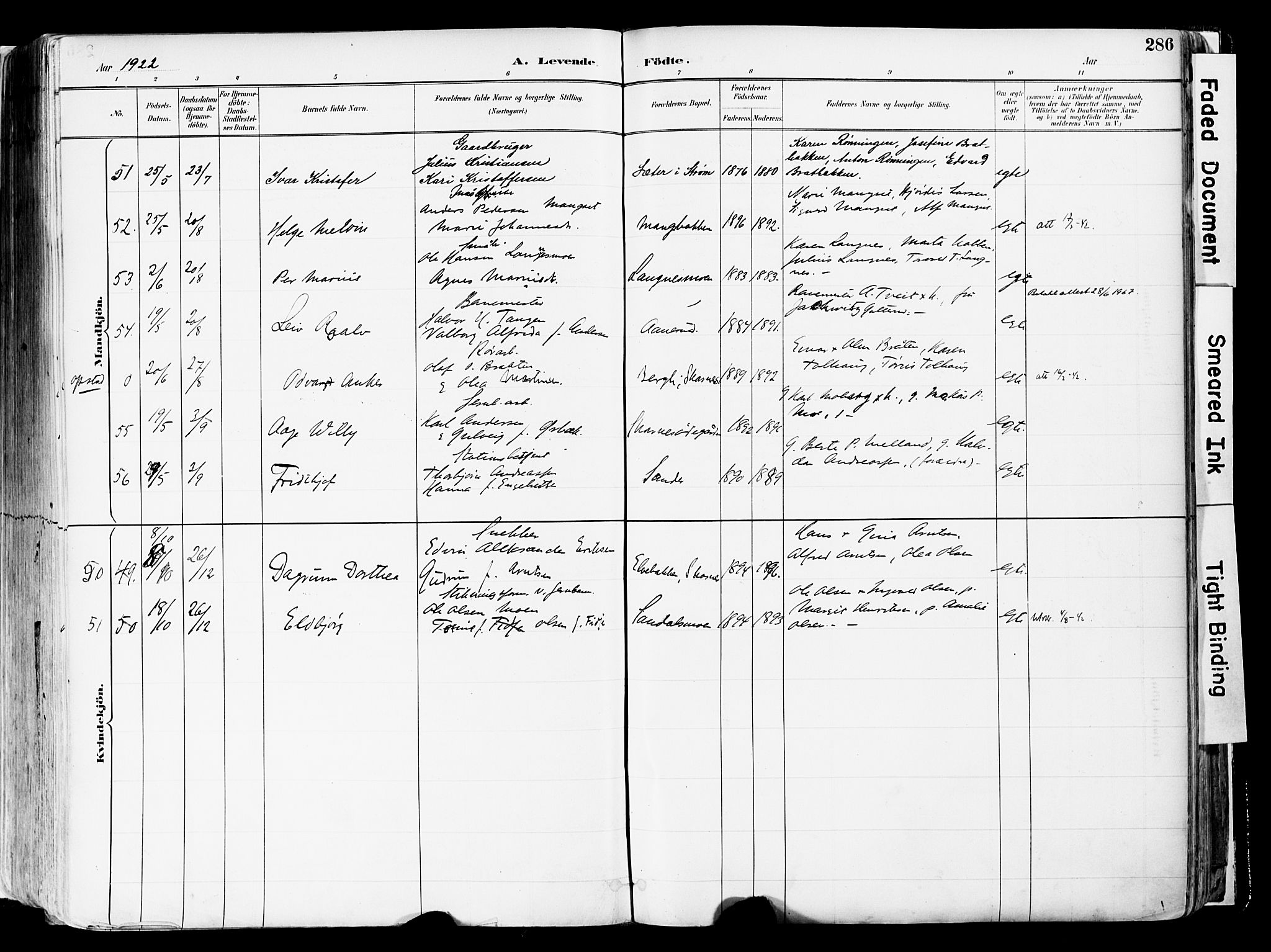 Sør-Odal prestekontor, AV/SAH-PREST-030/H/Ha/Haa/L0006: Ministerialbok nr. 6, 1886-1931, s. 286