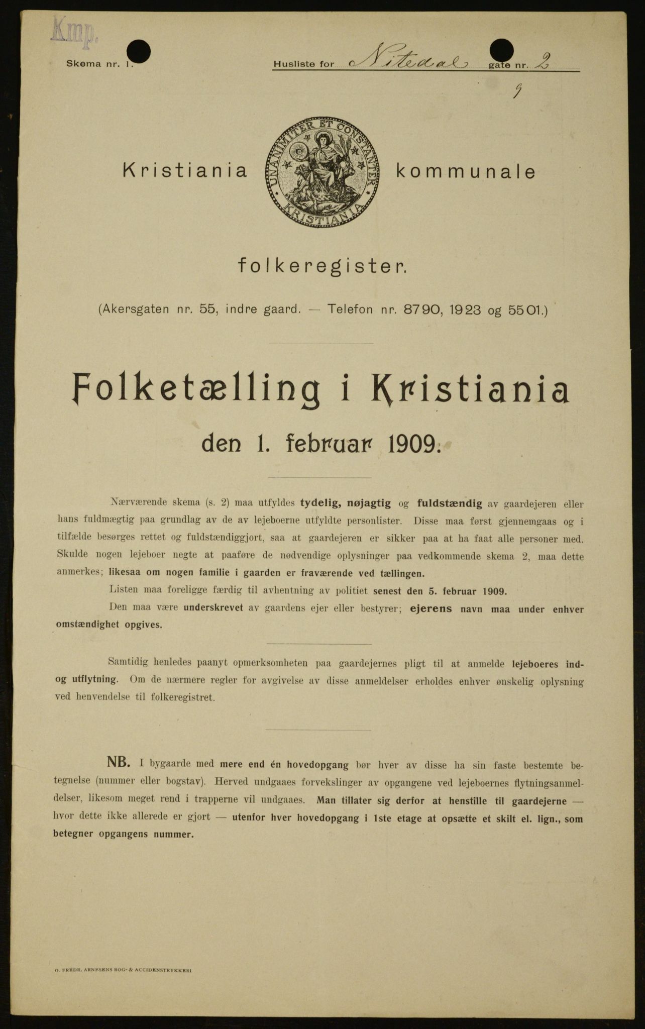 OBA, Kommunal folketelling 1.2.1909 for Kristiania kjøpstad, 1909, s. 64420