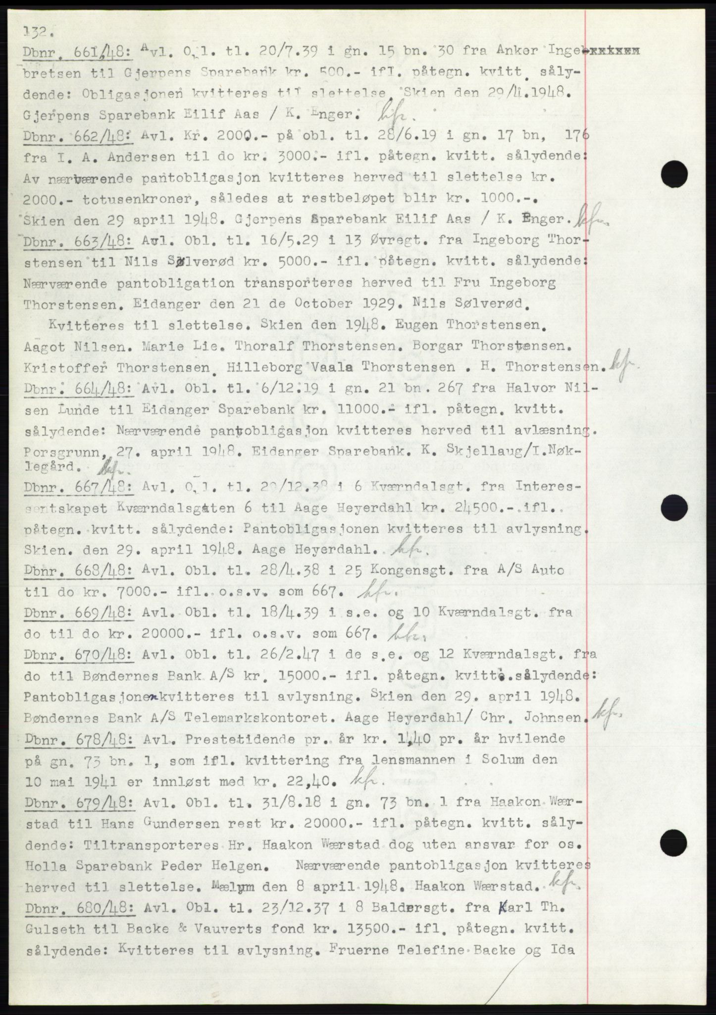 Skien sorenskriveri, AV/SAKO-A-225/G/Ga/Gac/L0001: Pantebok nr. C-1, 1946-1950, Dagboknr: 661/1948