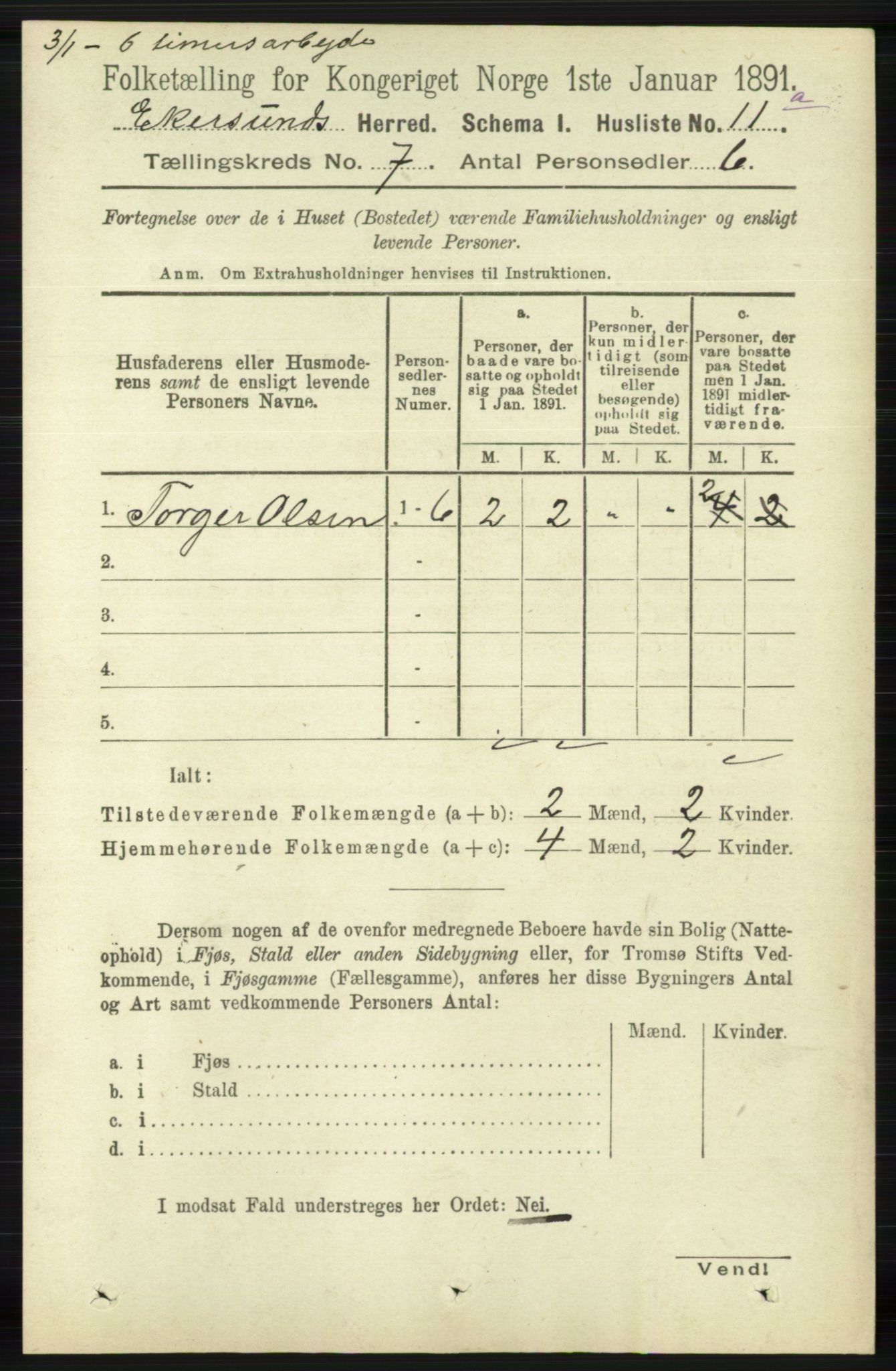 RA, Folketelling 1891 for 1116 Eigersund herred, 1891, s. 2733