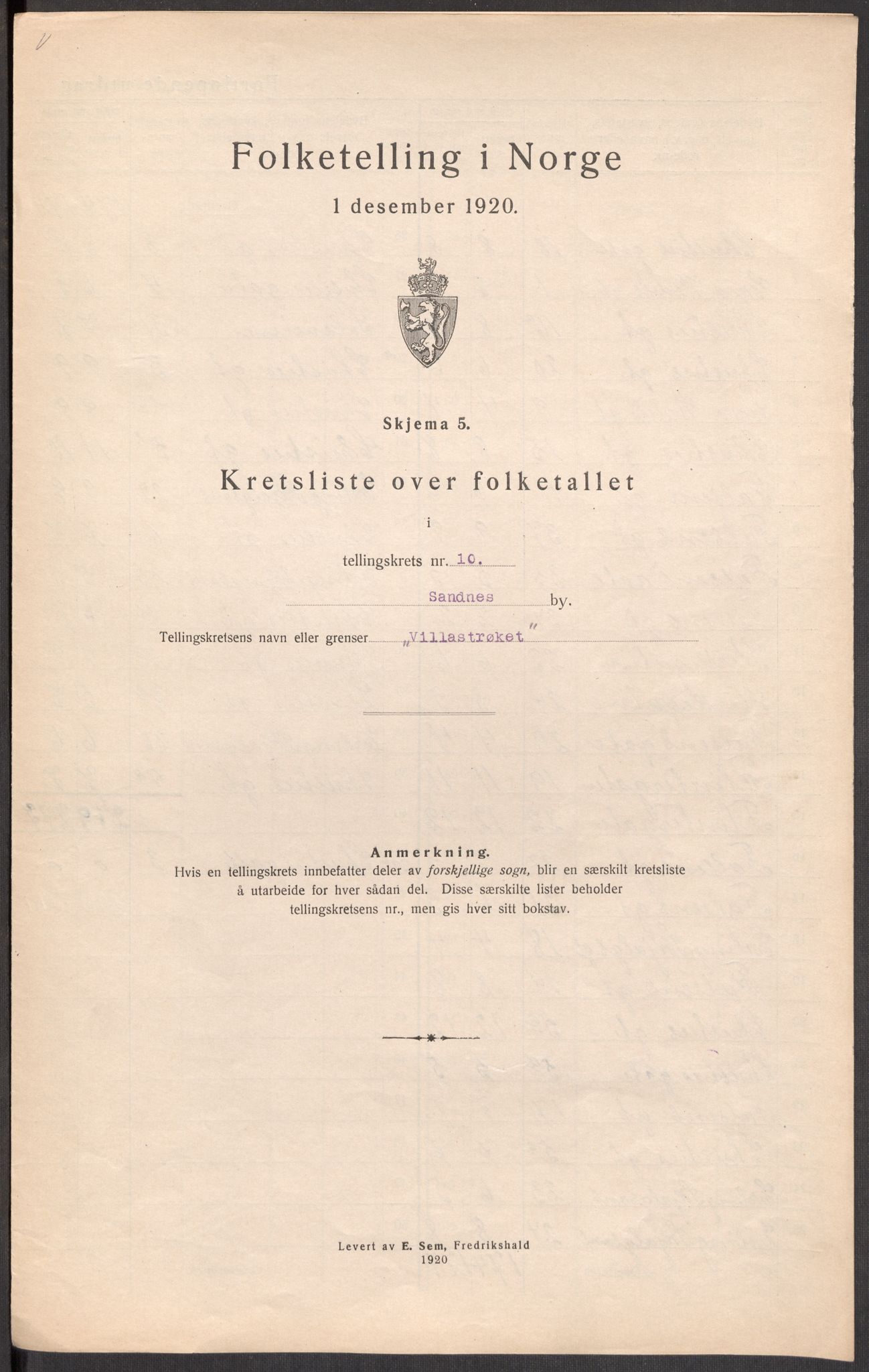 SAST, Folketelling 1920 for 1102 Sandnes ladested, 1920, s. 33