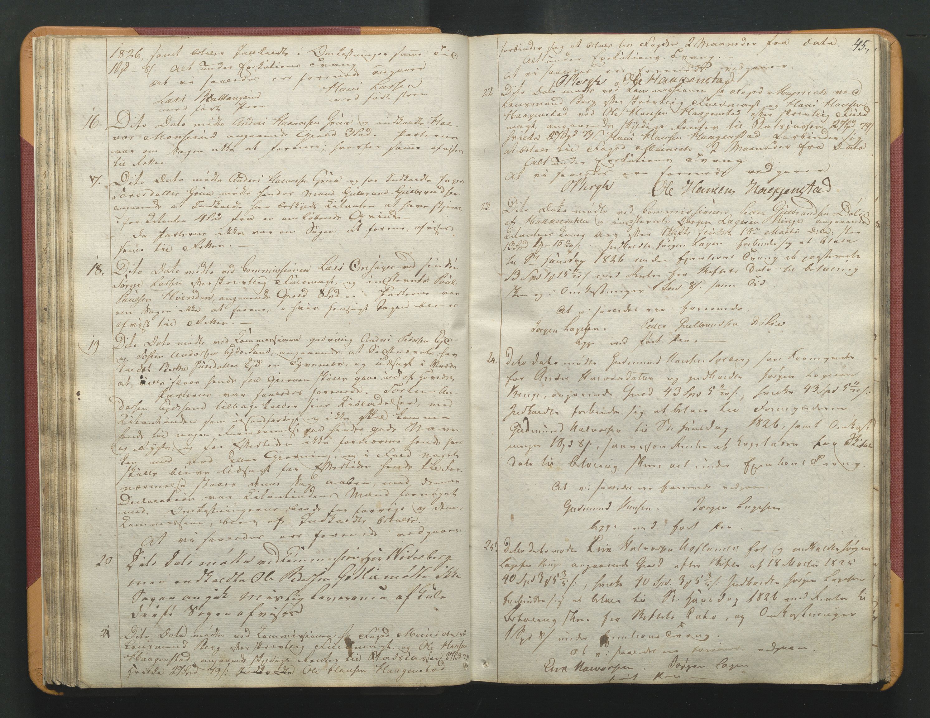 Hadeland forlikskommisjon, AV/SAH-FLIKH-061/A/Aa/L0005: Forhandlingsprotokoll, 1825-1828, s. 44b-45a