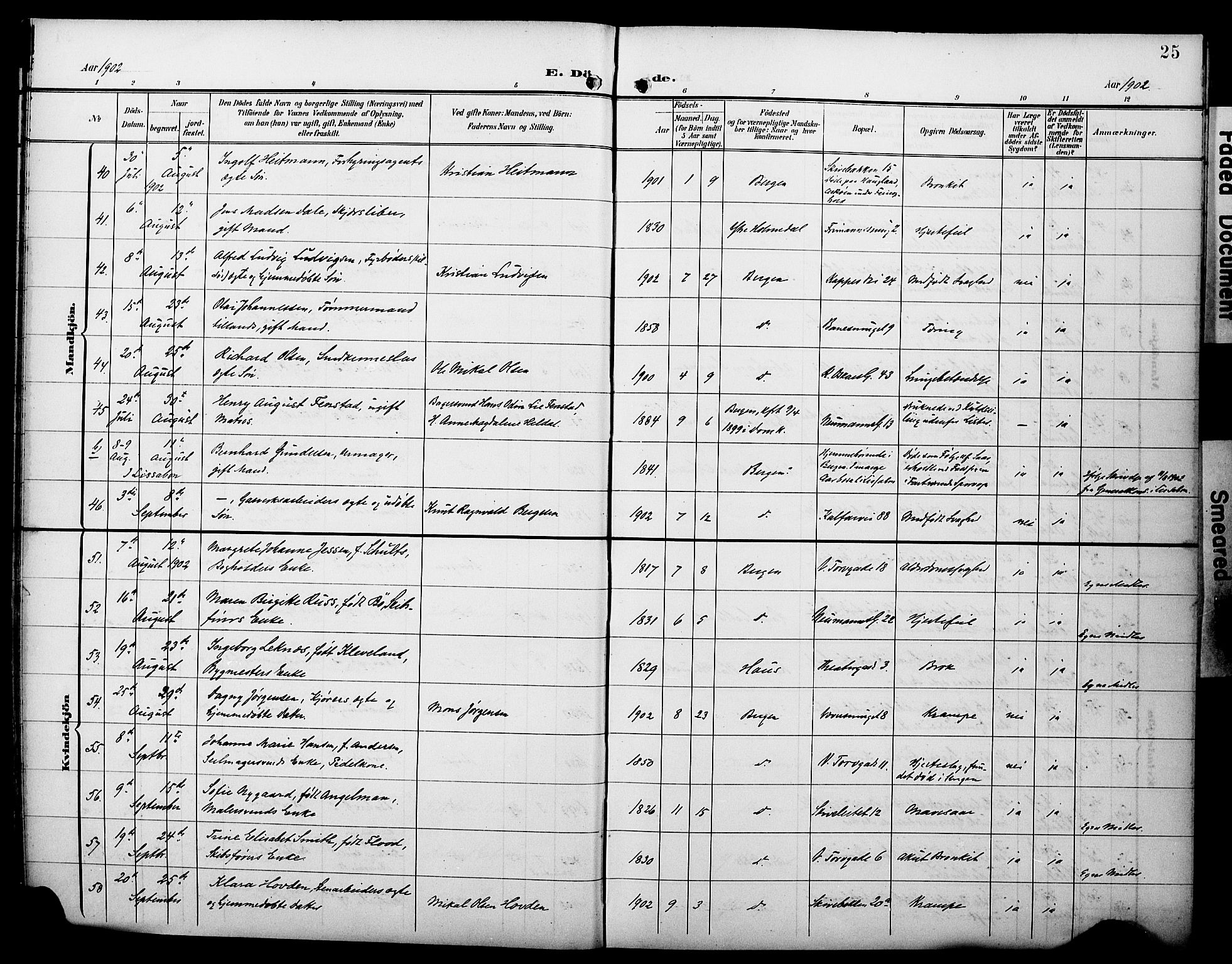 Domkirken sokneprestembete, AV/SAB-A-74801/H/Hab/L0042: Klokkerbok nr. E 6, 1900-1929, s. 25