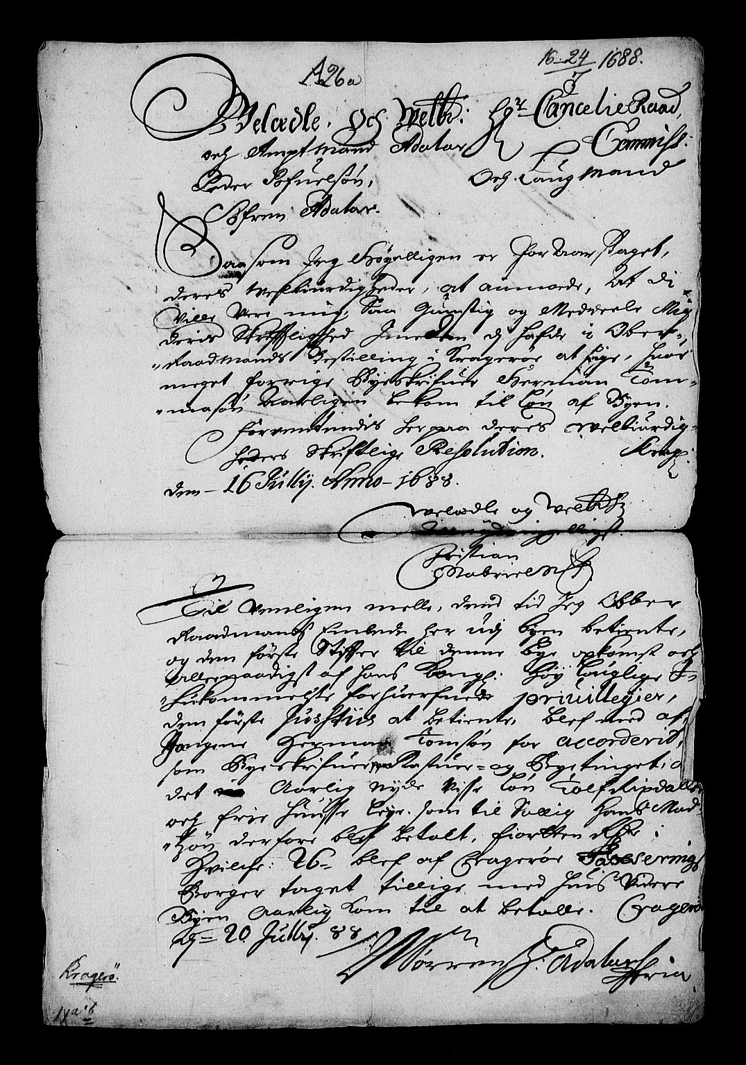 Stattholderembetet 1572-1771, RA/EA-2870/Af/L0004: Avskrifter av vedlegg til originale supplikker, nummerert i samsvar med supplikkbøkene, 1691-1694, s. 287