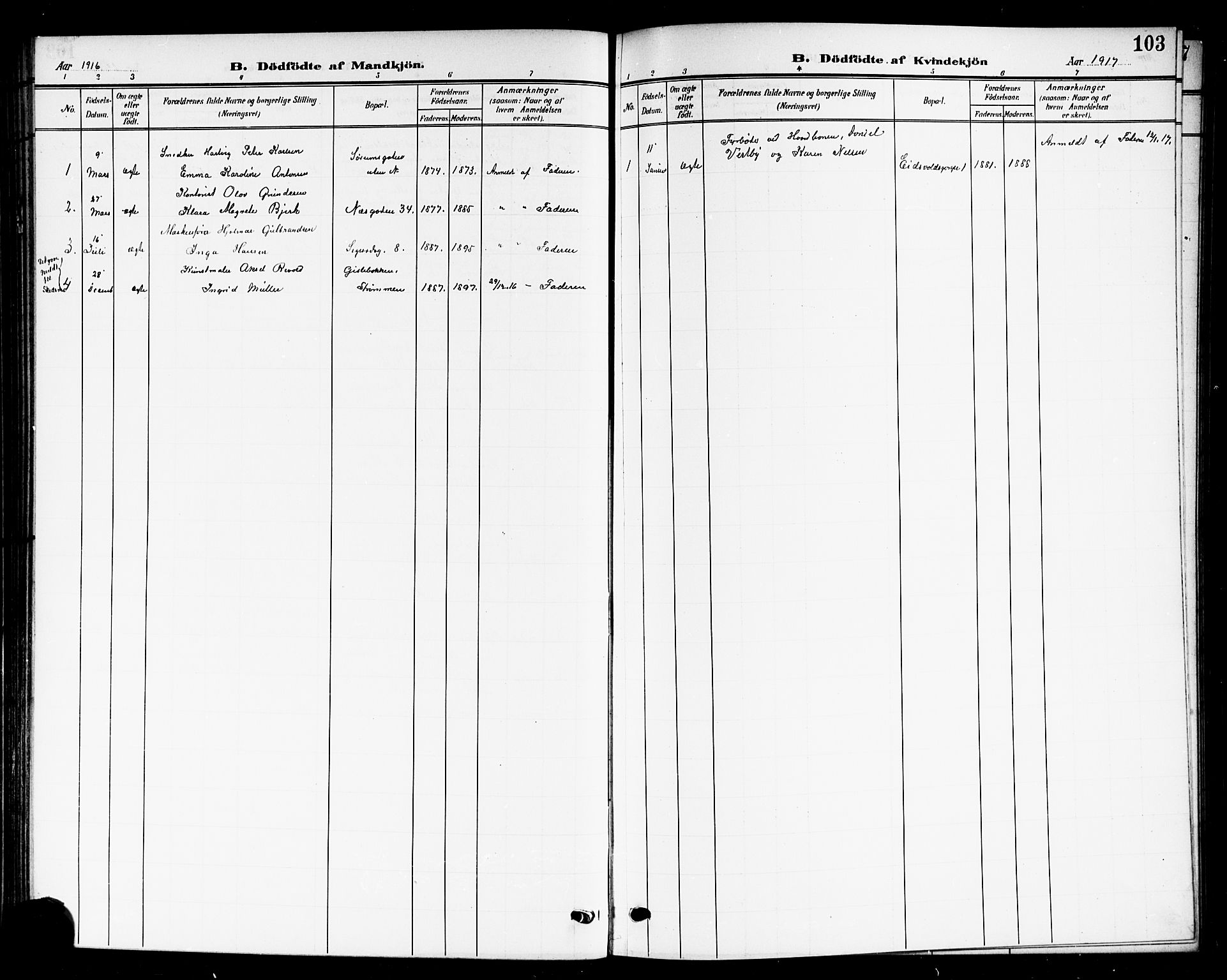 Skedsmo prestekontor Kirkebøker, AV/SAO-A-10033a/G/Gc/L0001: Klokkerbok nr. III 1, 1908-1916, s. 103