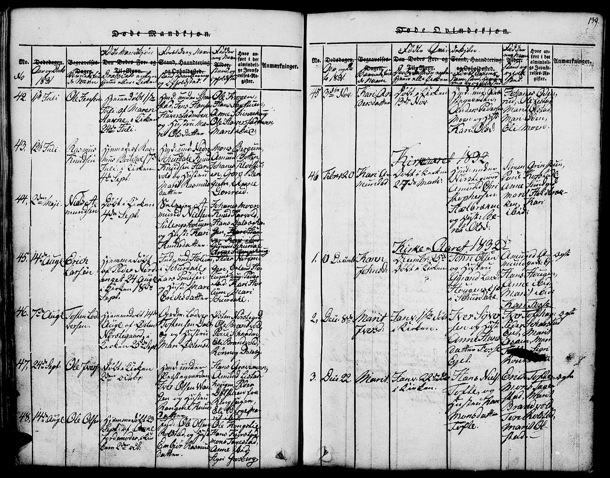 Fron prestekontor, AV/SAH-PREST-078/H/Ha/Hab/L0001: Klokkerbok nr. 1, 1816-1843, s. 139