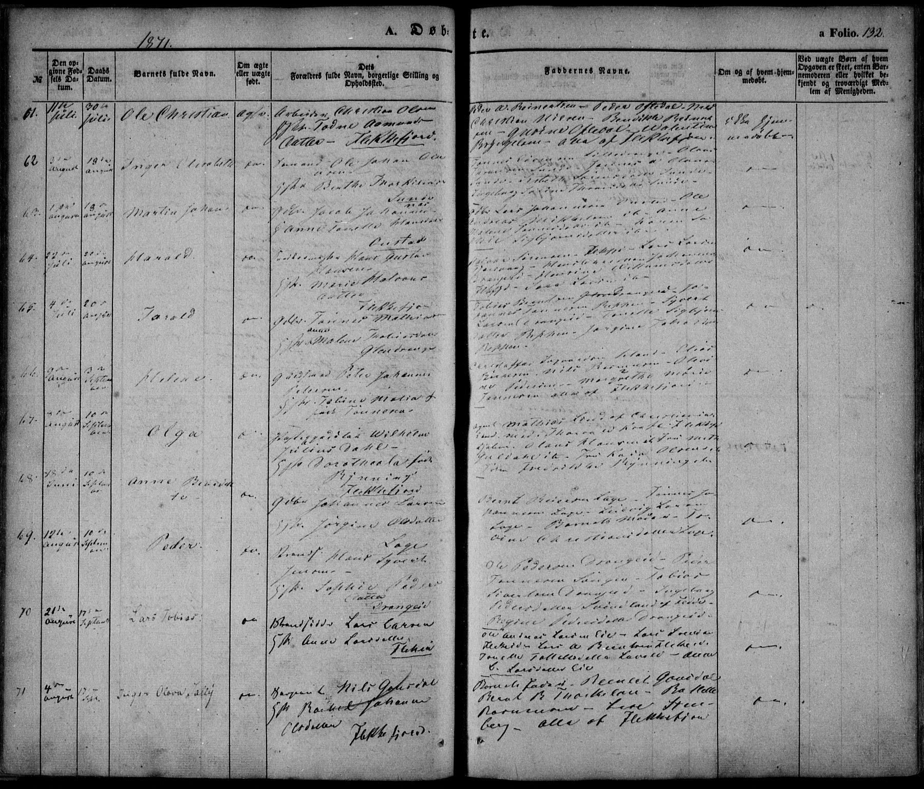 Flekkefjord sokneprestkontor, AV/SAK-1111-0012/F/Fa/Fac/L0005: Ministerialbok nr. A 5, 1849-1875, s. 132