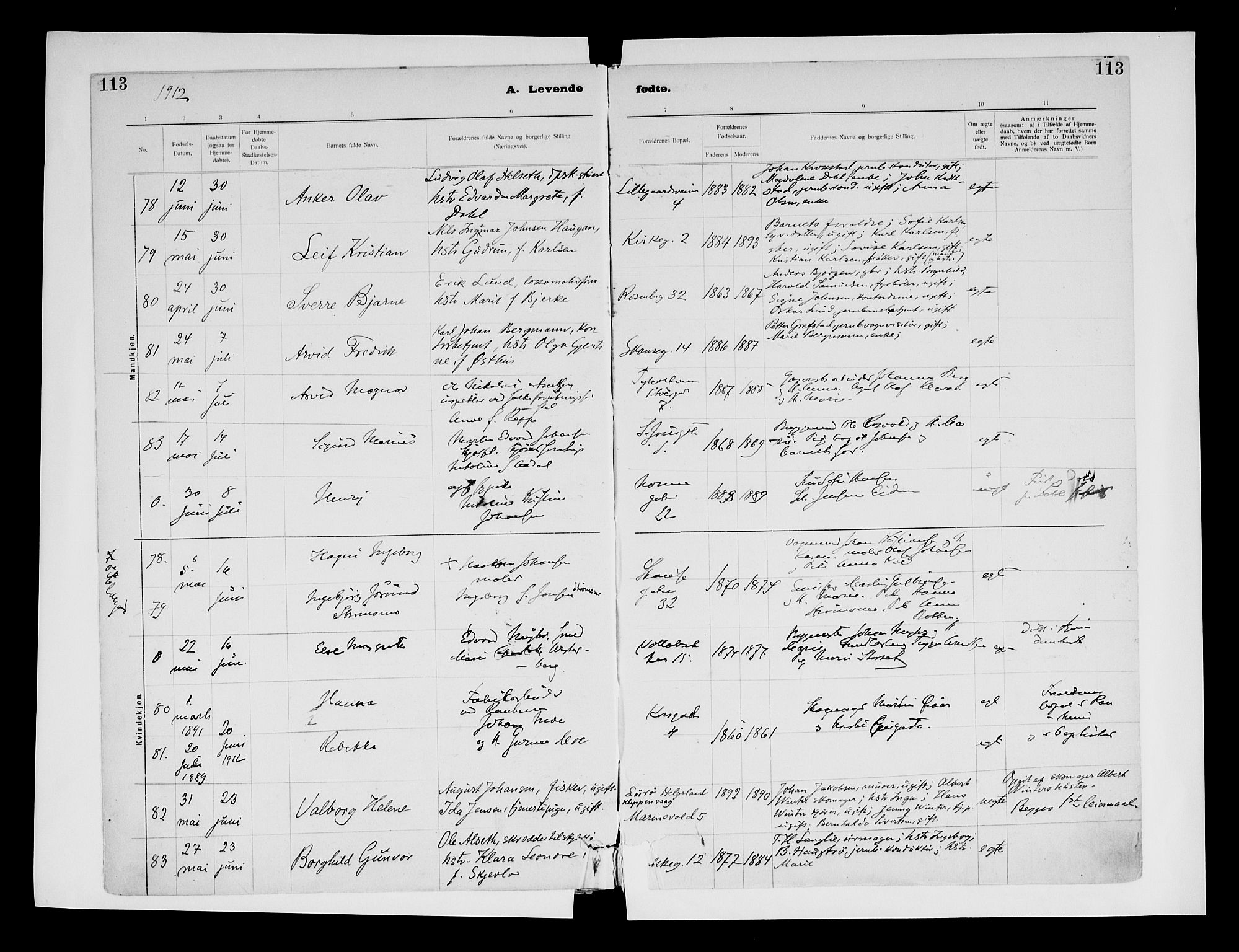 Ministerialprotokoller, klokkerbøker og fødselsregistre - Sør-Trøndelag, SAT/A-1456/604/L0203: Ministerialbok nr. 604A23, 1908-1916, s. 113