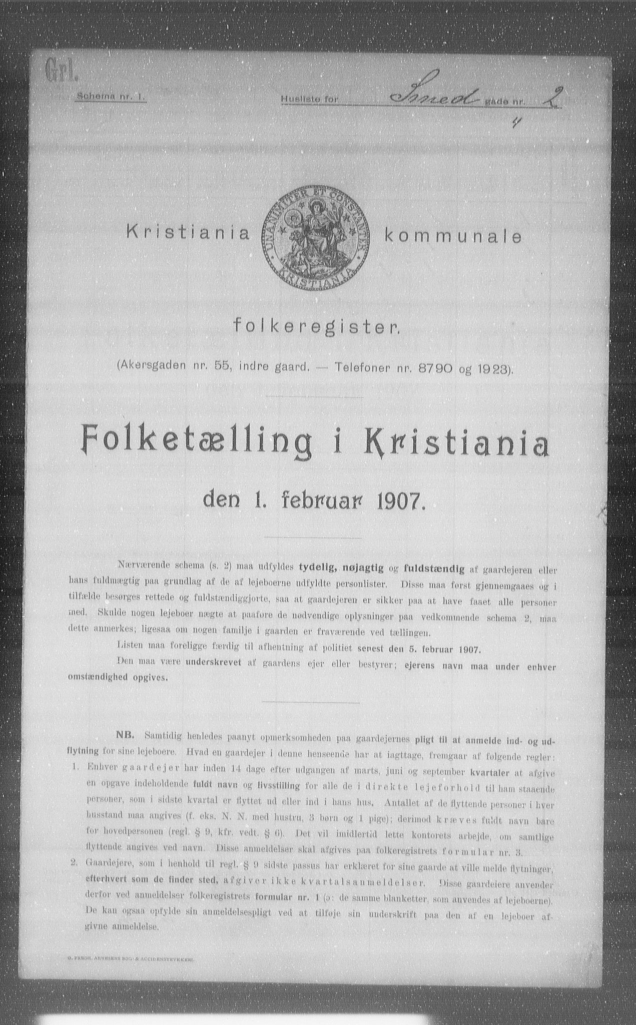 OBA, Kommunal folketelling 1.2.1907 for Kristiania kjøpstad, 1907, s. 49585
