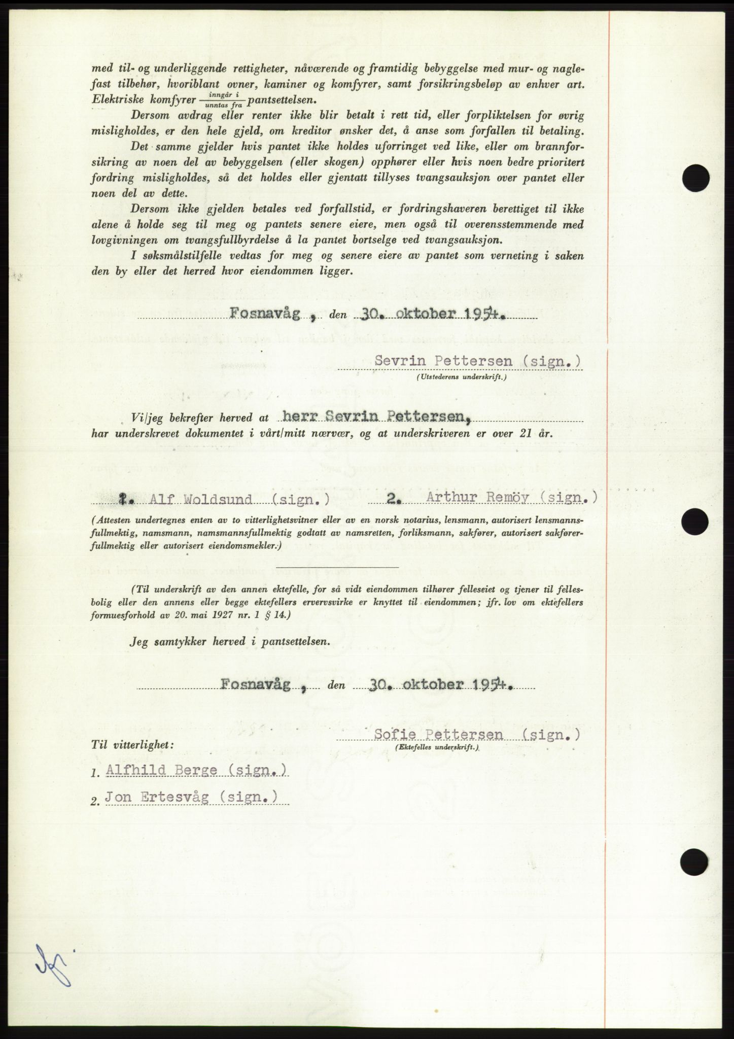 Søre Sunnmøre sorenskriveri, AV/SAT-A-4122/1/2/2C/L0126: Pantebok nr. 14B, 1954-1955, Dagboknr: 2887/1954