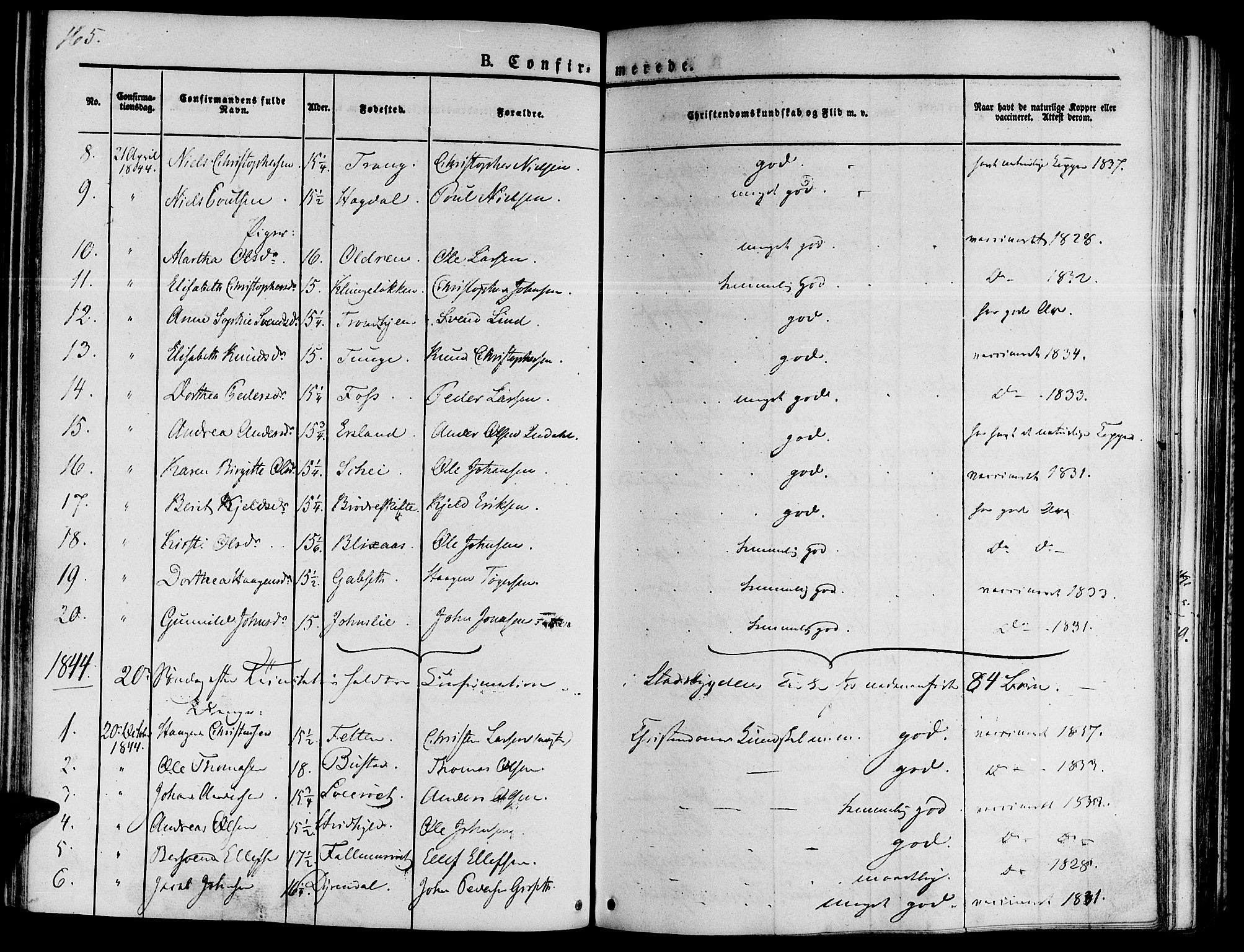 Ministerialprotokoller, klokkerbøker og fødselsregistre - Sør-Trøndelag, SAT/A-1456/646/L0610: Ministerialbok nr. 646A08, 1837-1847, s. 165
