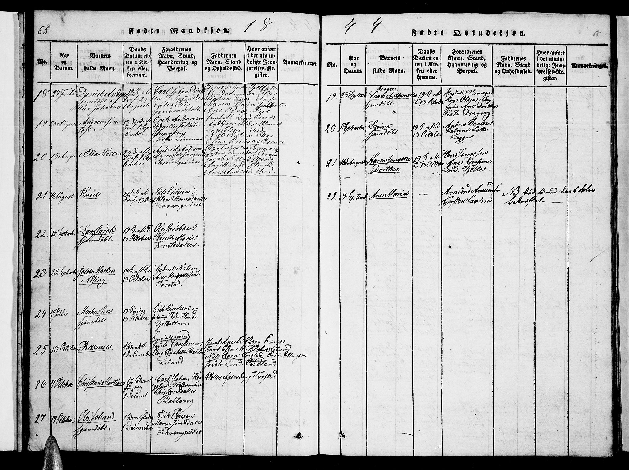 Ministerialprotokoller, klokkerbøker og fødselsregistre - Nordland, AV/SAT-A-1459/863/L0911: Klokkerbok nr. 863C01, 1821-1858, s. 65-66