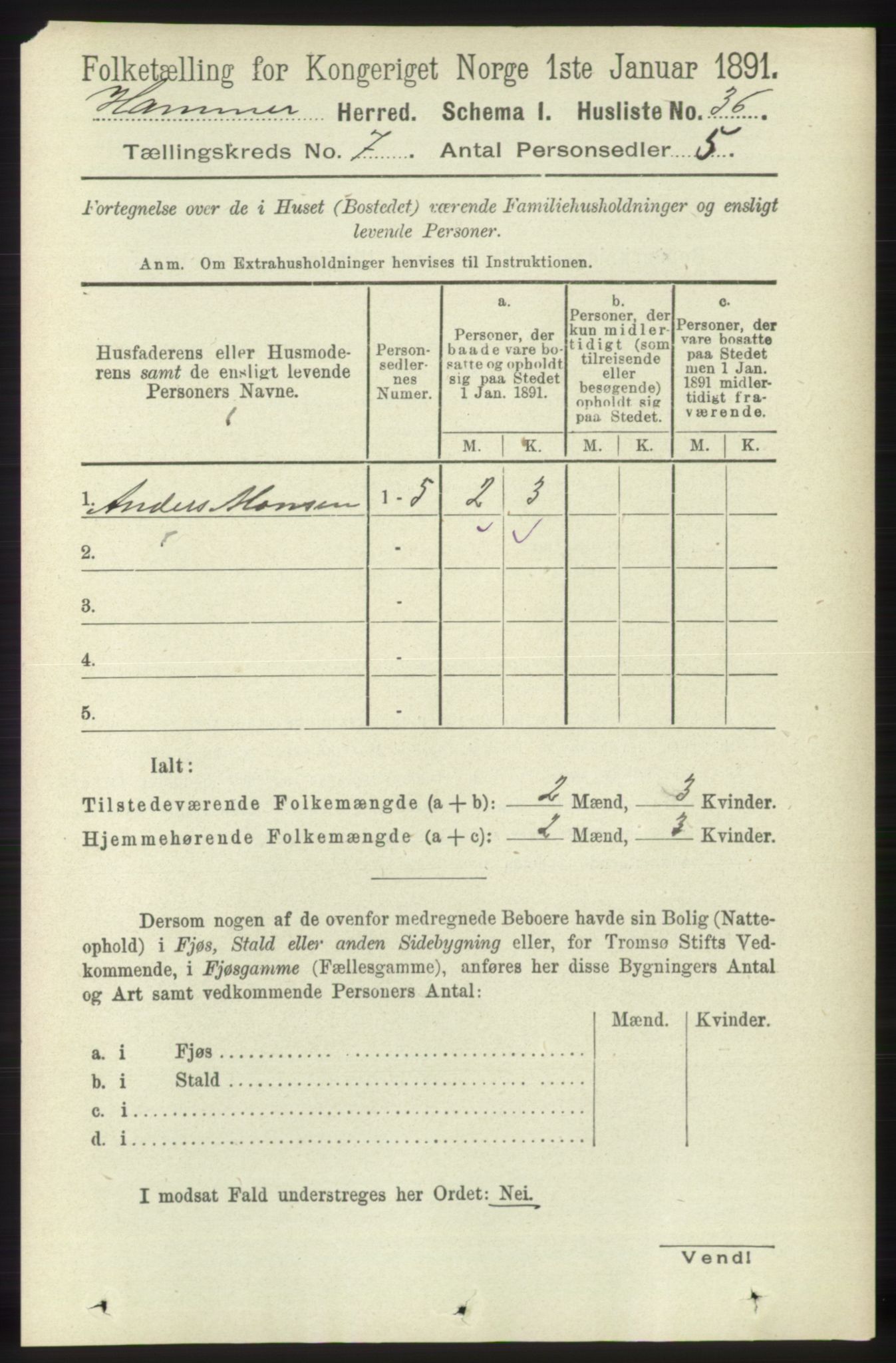 RA, Folketelling 1891 for 1254 Hamre herred, 1891, s. 1688