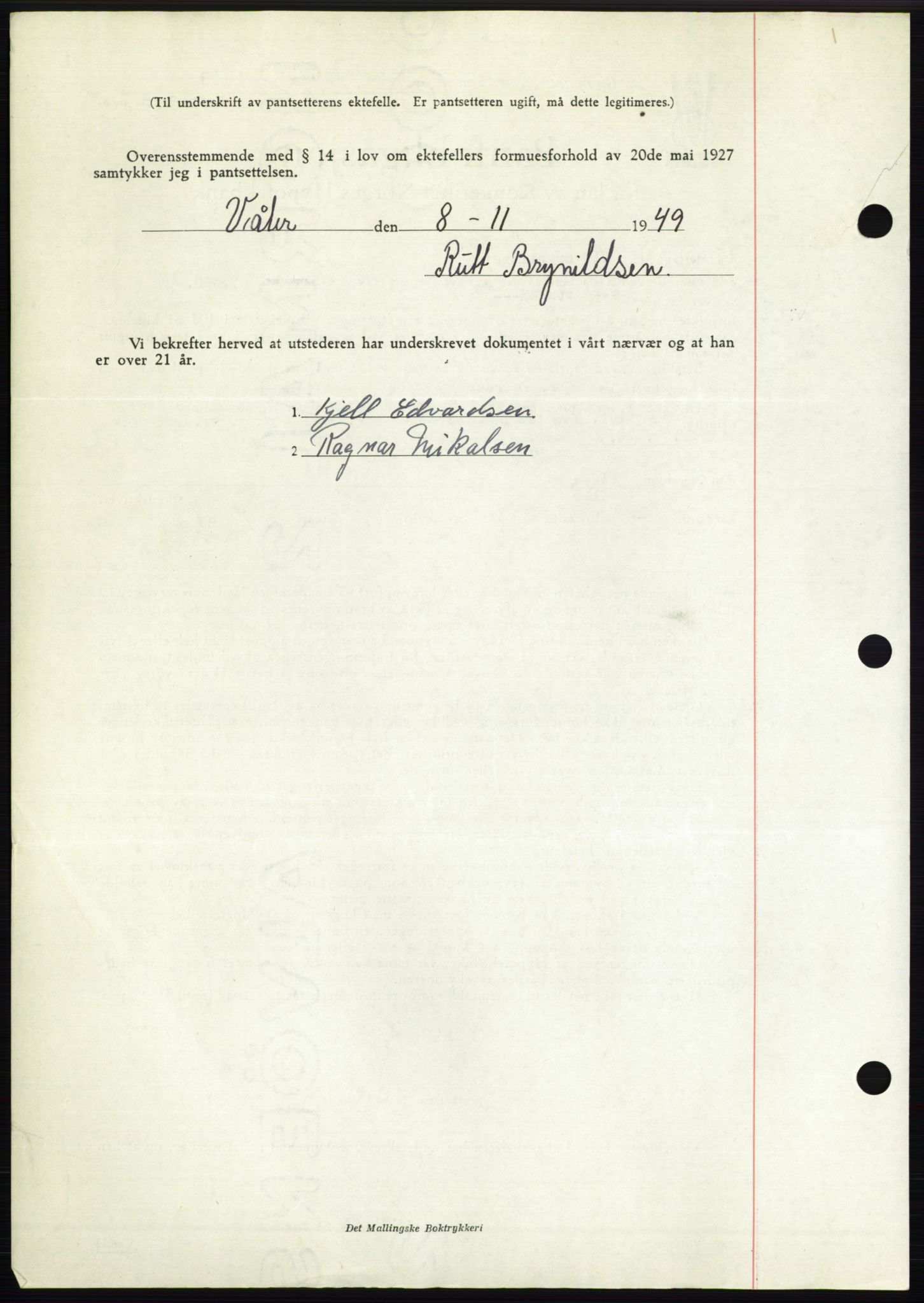Moss sorenskriveri, SAO/A-10168: Pantebok nr. B23, 1949-1950, Dagboknr: 3425/1949