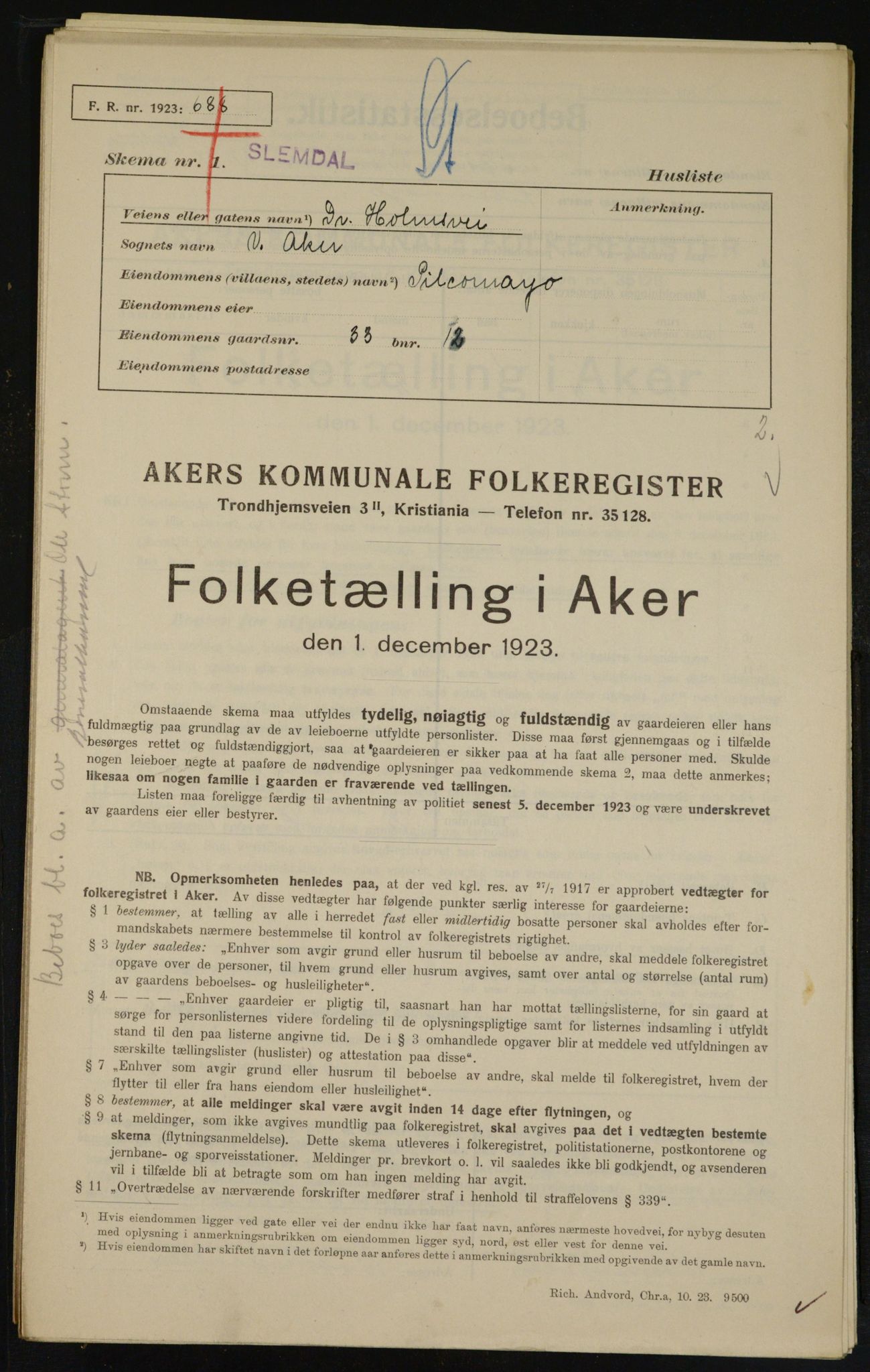 , Kommunal folketelling 1.12.1923 for Aker, 1923, s. 11639