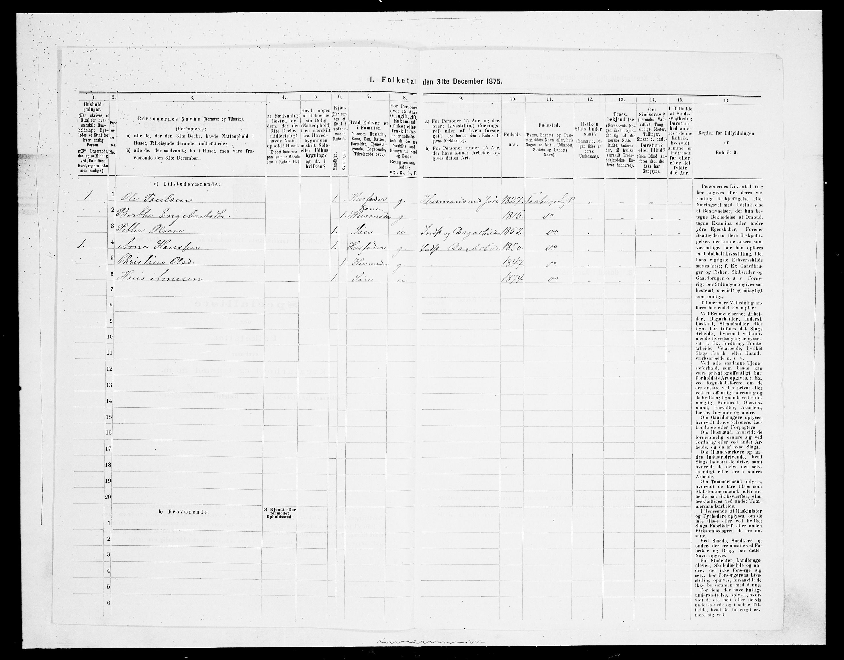 SAH, Folketelling 1875 for 0524L Fåberg prestegjeld, Fåberg sokn og Lillehammer landsokn, 1875, s. 1325