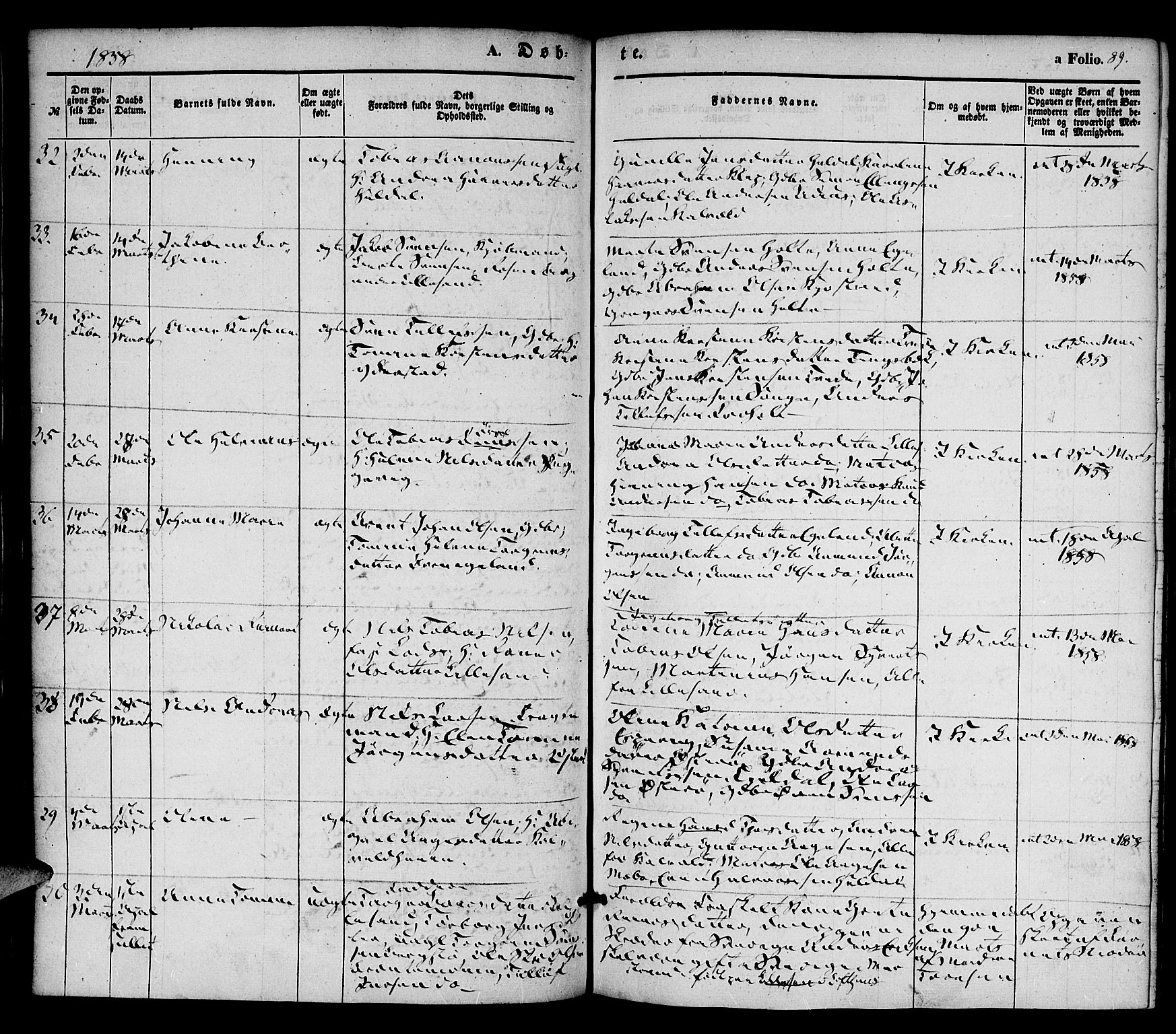 Vestre Moland sokneprestkontor, AV/SAK-1111-0046/F/Fa/Fab/L0006: Ministerialbok nr. A 6, 1850-1858, s. 89