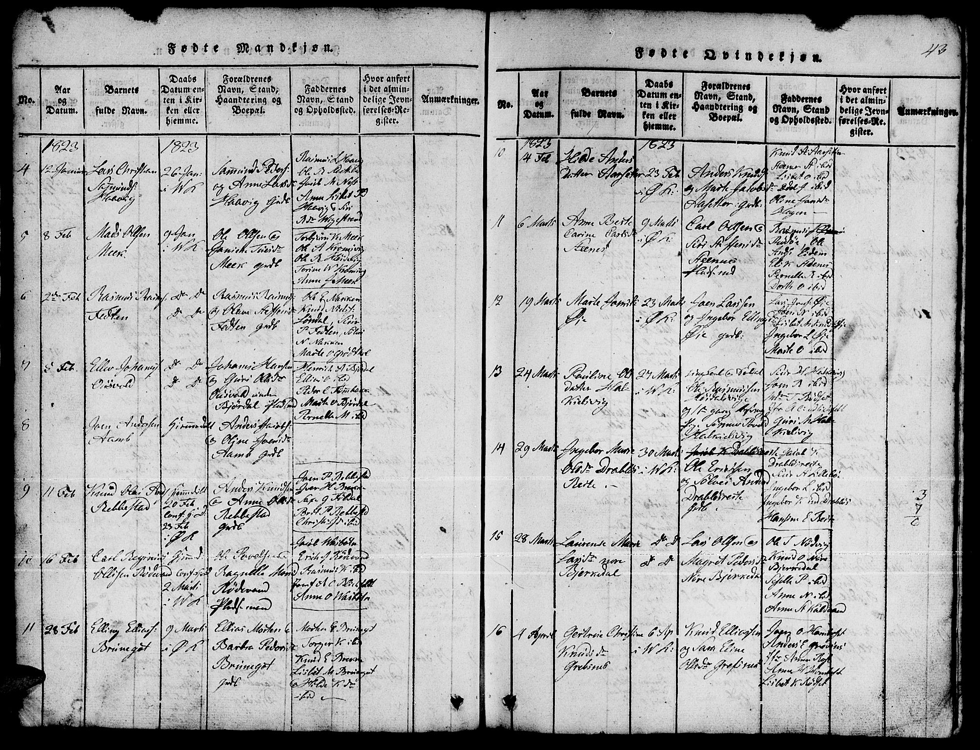 Ministerialprotokoller, klokkerbøker og fødselsregistre - Møre og Romsdal, AV/SAT-A-1454/511/L0155: Klokkerbok nr. 511C01, 1817-1829, s. 43