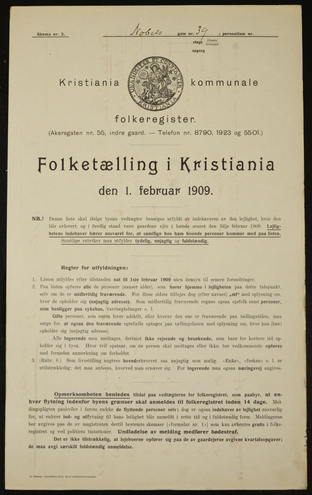 OBA, Kommunal folketelling 1.2.1909 for Kristiania kjøpstad, 1909, s. 64566