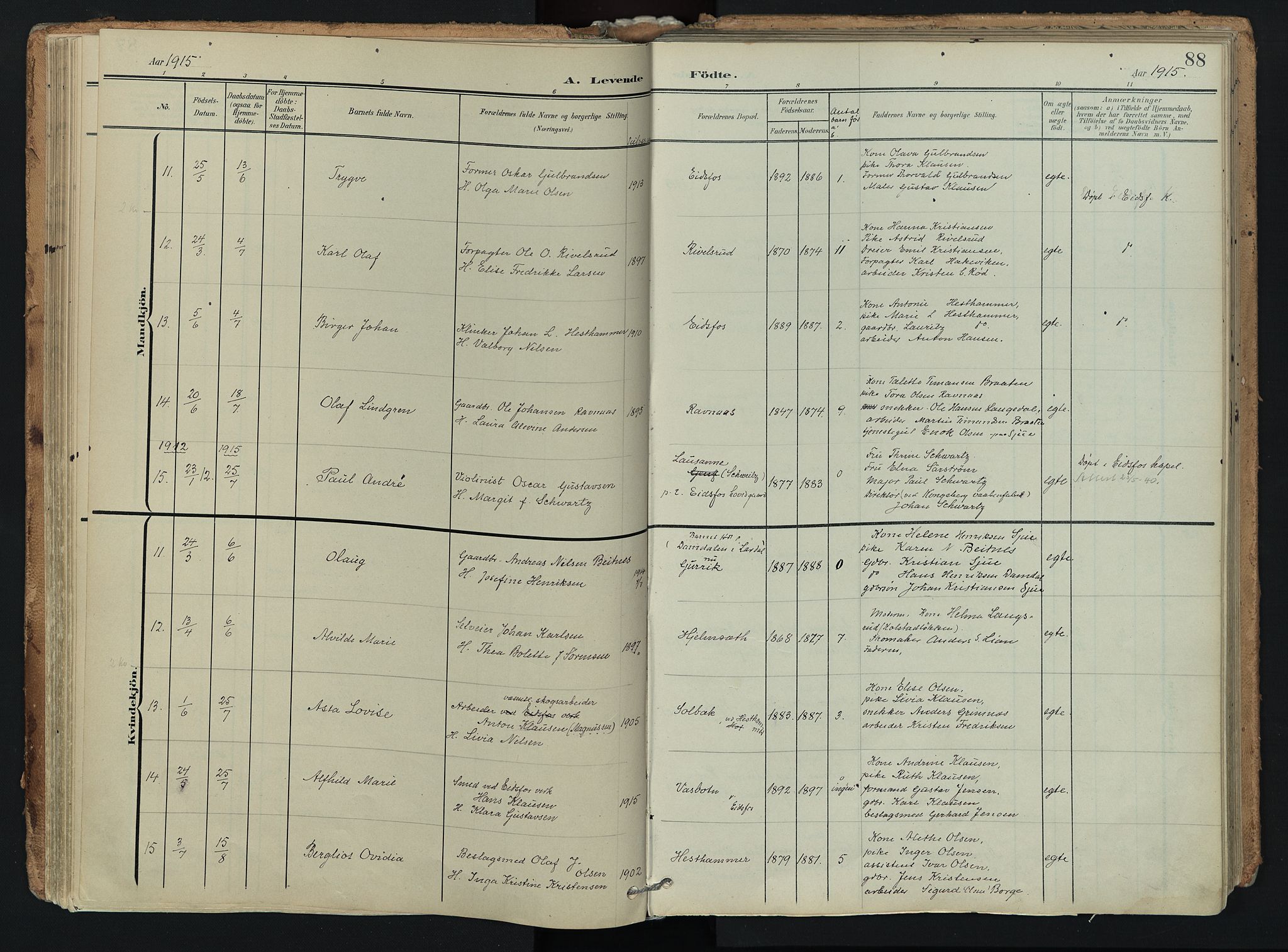 Hof kirkebøker, SAKO/A-64/F/Fa/L0008: Ministerialbok nr. I 8, 1902-1921, s. 88