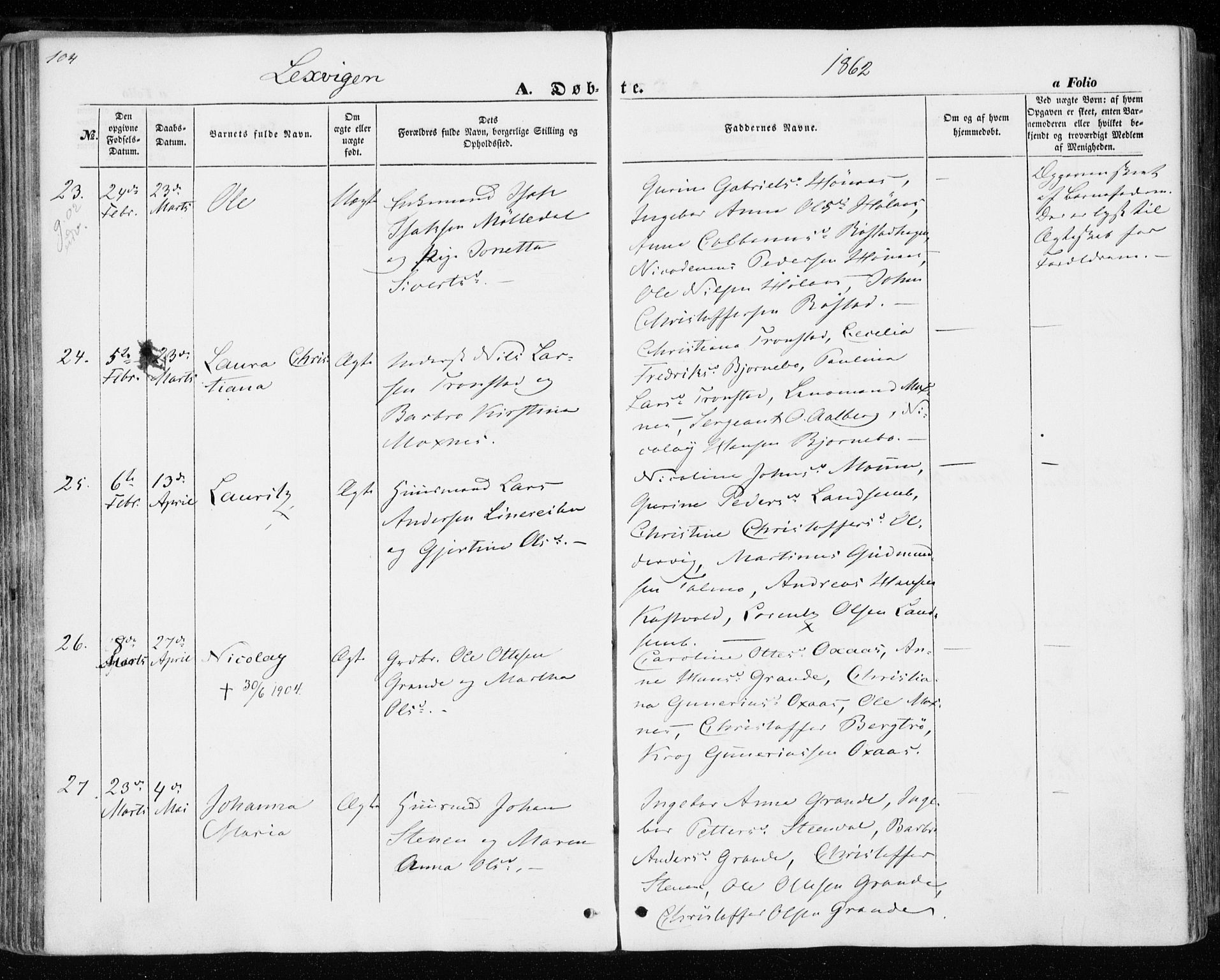 Ministerialprotokoller, klokkerbøker og fødselsregistre - Nord-Trøndelag, SAT/A-1458/701/L0008: Ministerialbok nr. 701A08 /1, 1854-1863, s. 104