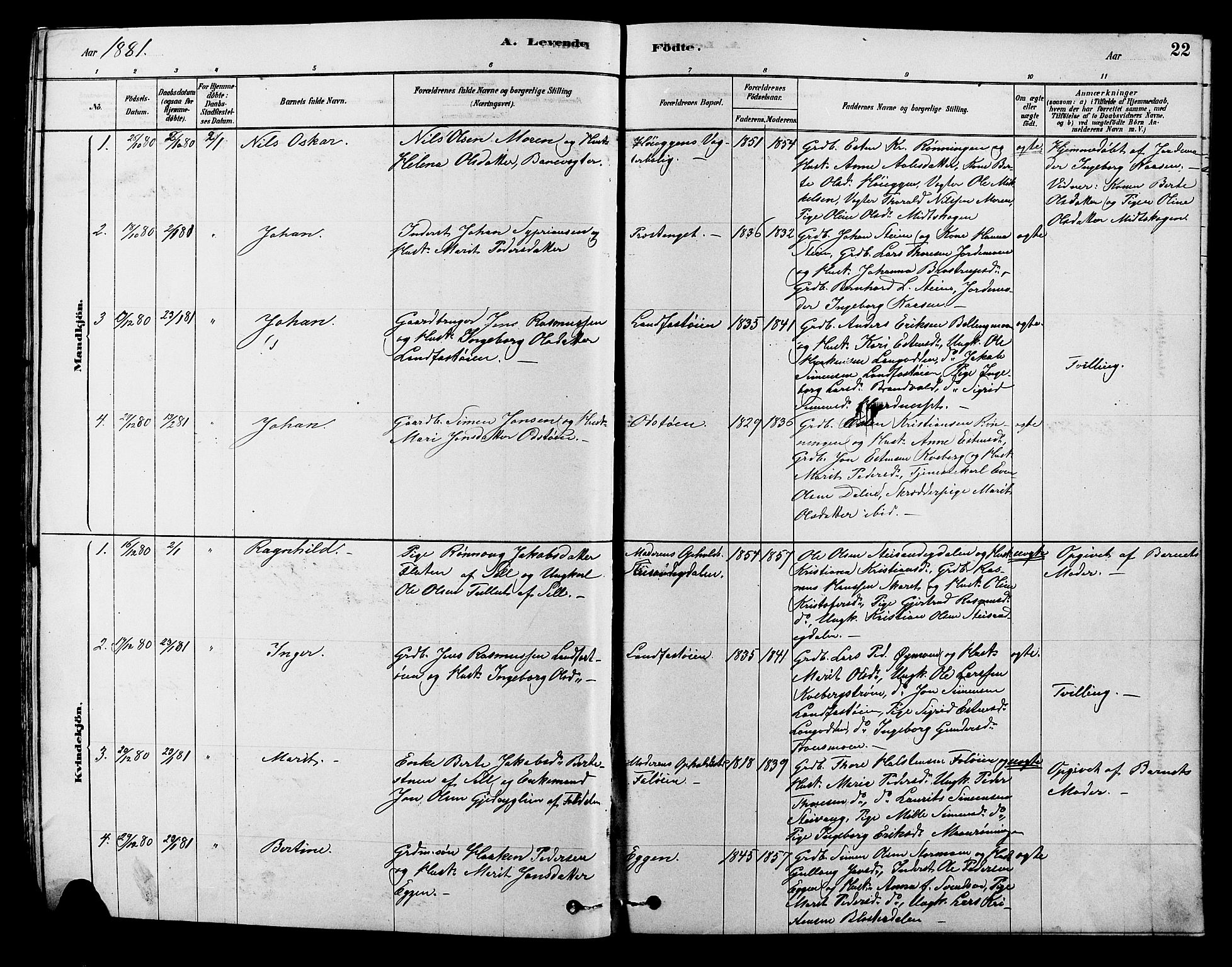 Alvdal prestekontor, AV/SAH-PREST-060/H/Ha/Hab/L0003: Klokkerbok nr. 3, 1878-1907, s. 22