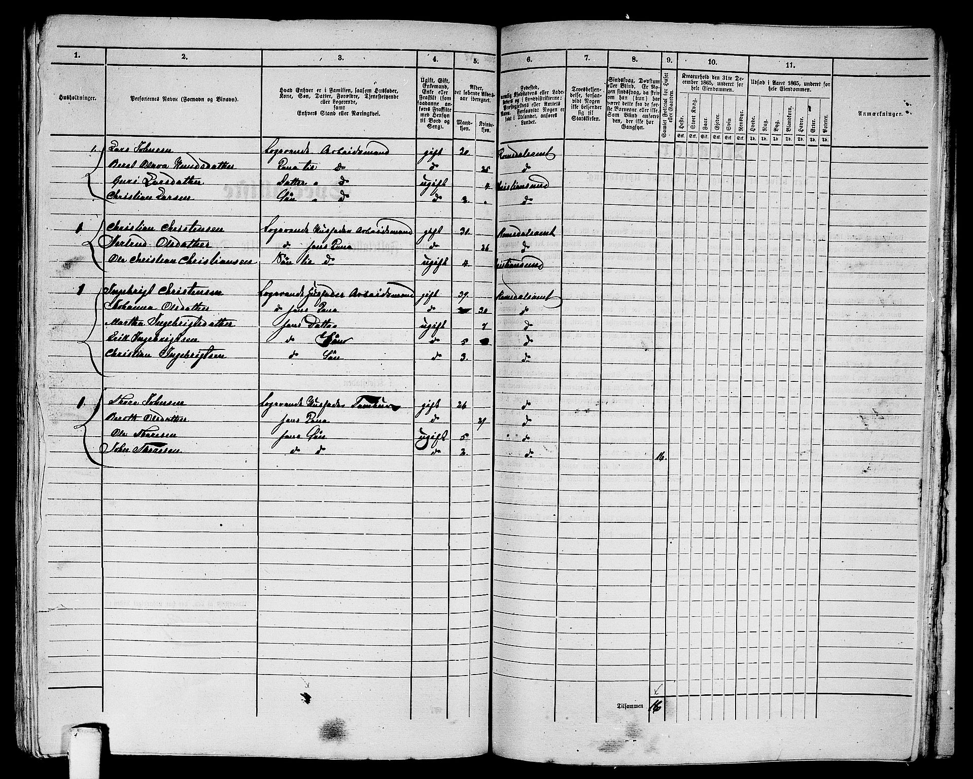 RA, Folketelling 1865 for 1503B Kristiansund prestegjeld, Kristiansund kjøpstad, 1865, s. 935