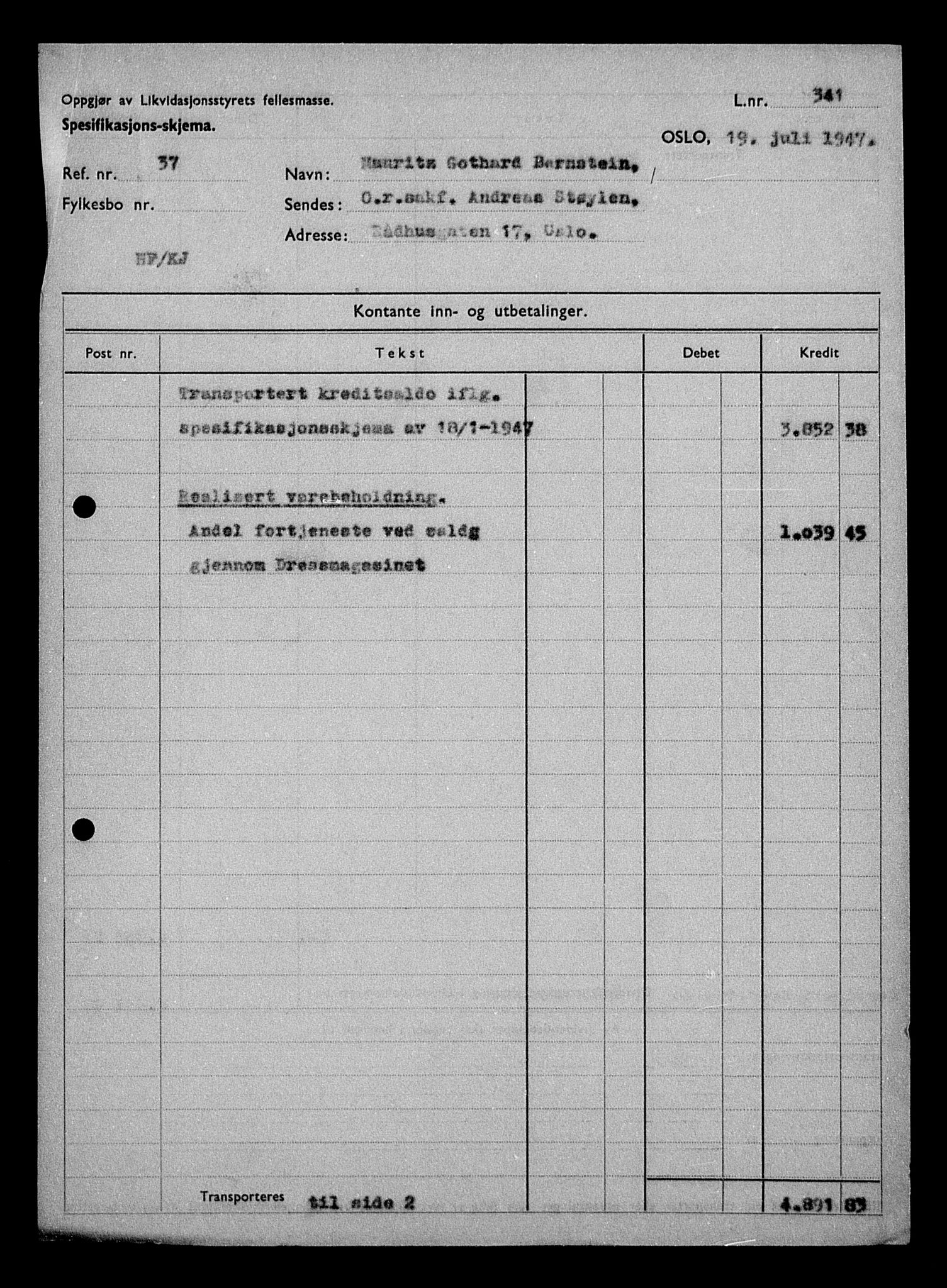 Justisdepartementet, Tilbakeføringskontoret for inndratte formuer, AV/RA-S-1564/H/Hc/Hcc/L0922: --, 1945-1947, s. 597