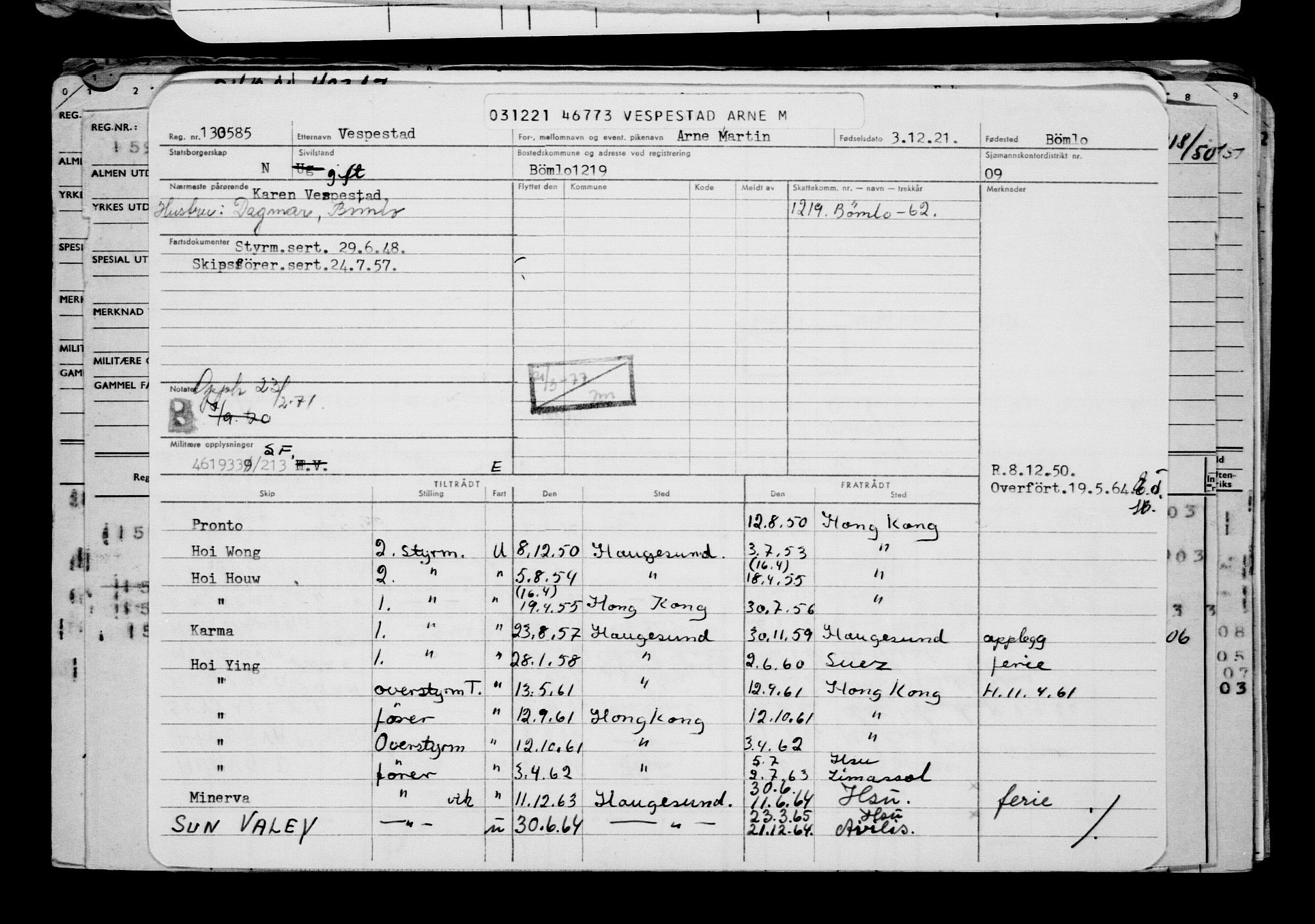 Direktoratet for sjømenn, AV/RA-S-3545/G/Gb/L0200: Hovedkort, 1921, s. 407