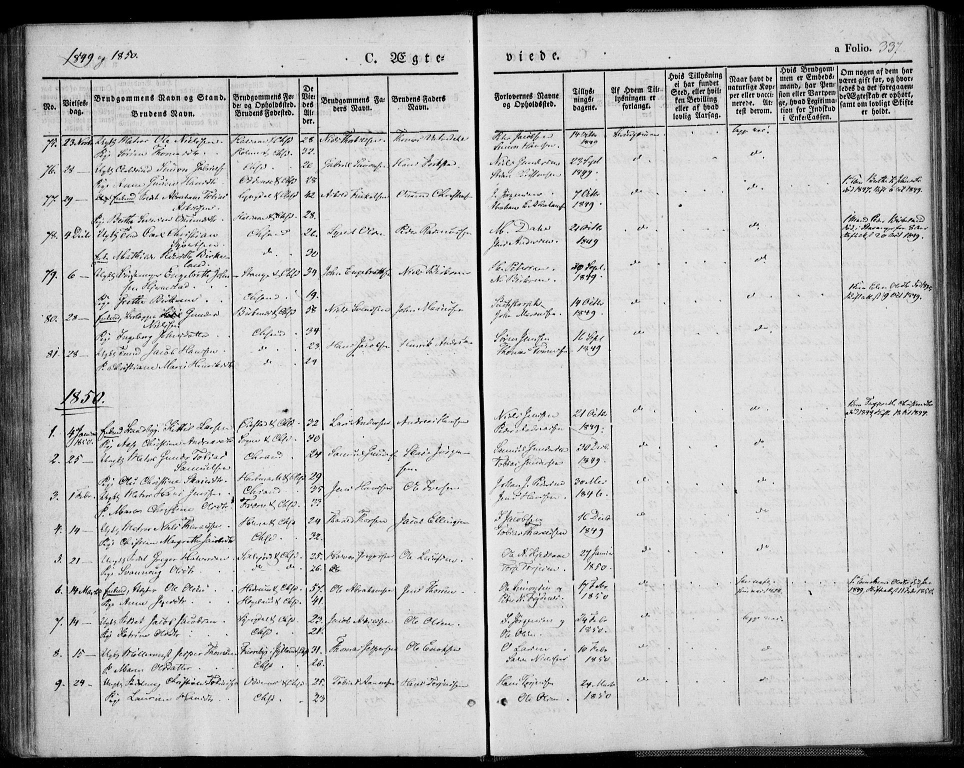 Kristiansand domprosti, AV/SAK-1112-0006/F/Fa/L0013: Ministerialbok nr. A 13, 1842-1851, s. 337