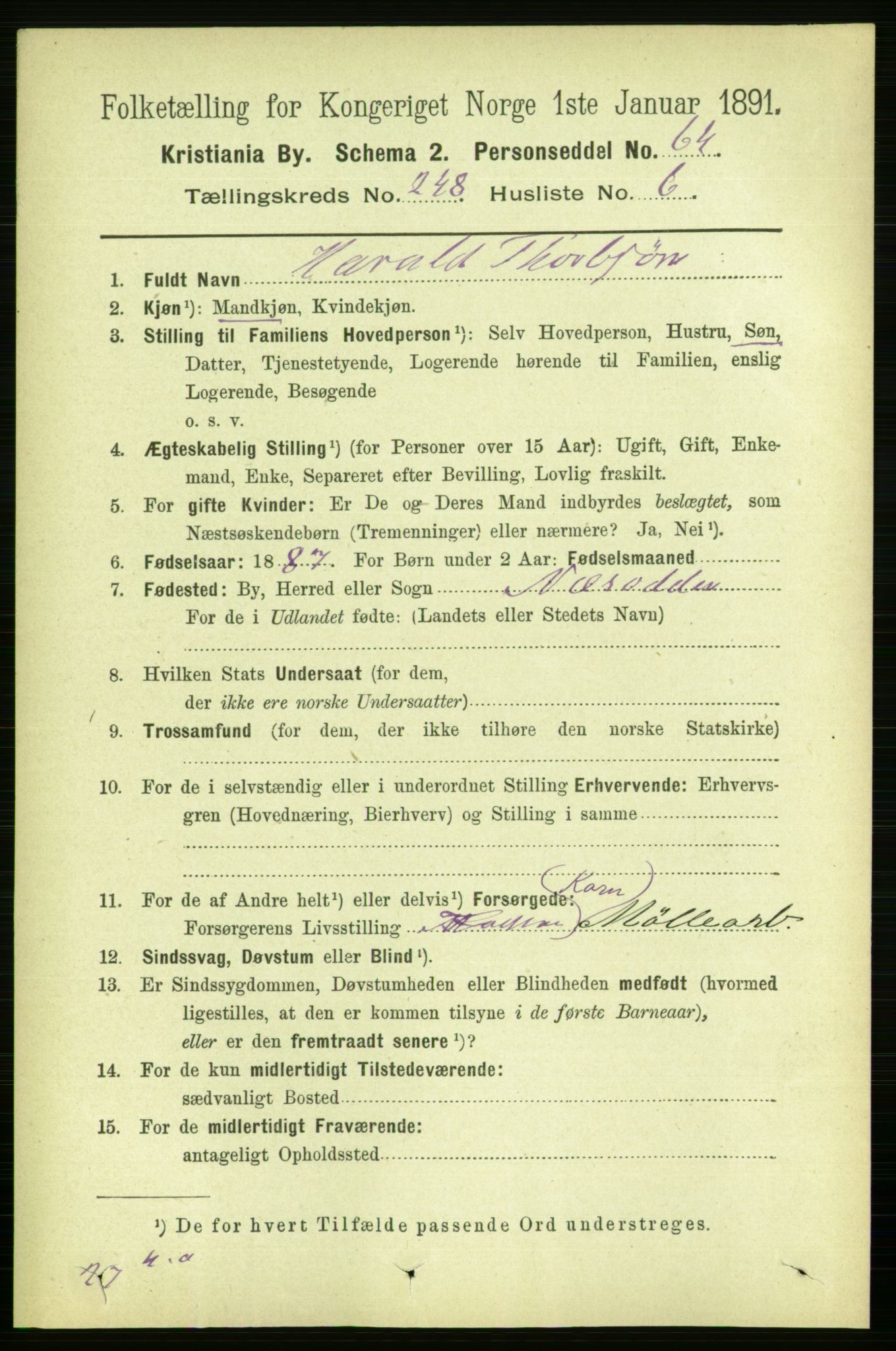 RA, Folketelling 1891 for 0301 Kristiania kjøpstad, 1891, s. 151287