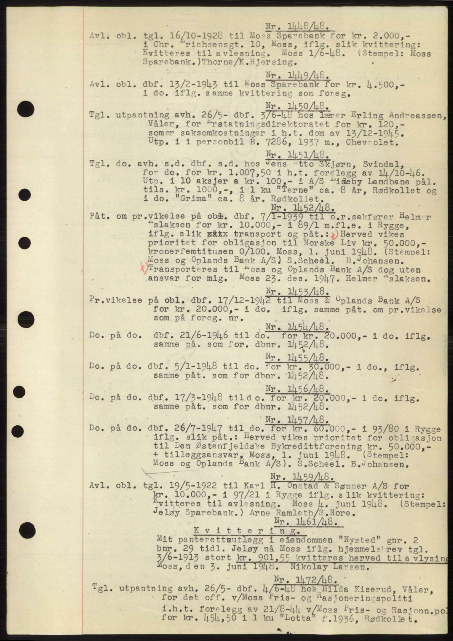 Moss sorenskriveri, SAO/A-10168: Pantebok nr. C10, 1938-1950, Dagboknr: 1448/1948