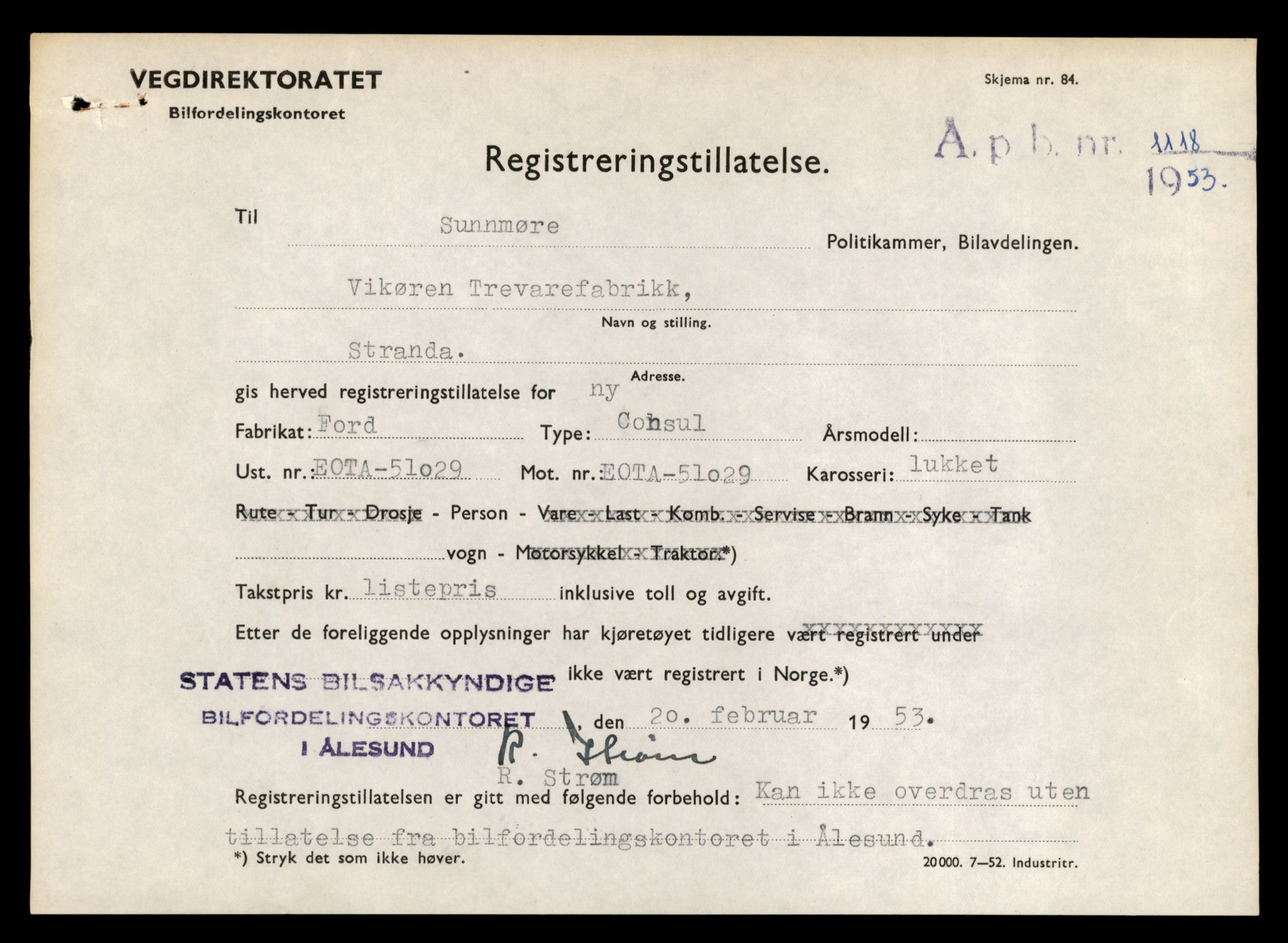 Møre og Romsdal vegkontor - Ålesund trafikkstasjon, AV/SAT-A-4099/F/Fe/L0042: Registreringskort for kjøretøy T 13906 - T 14079, 1927-1998, s. 3079